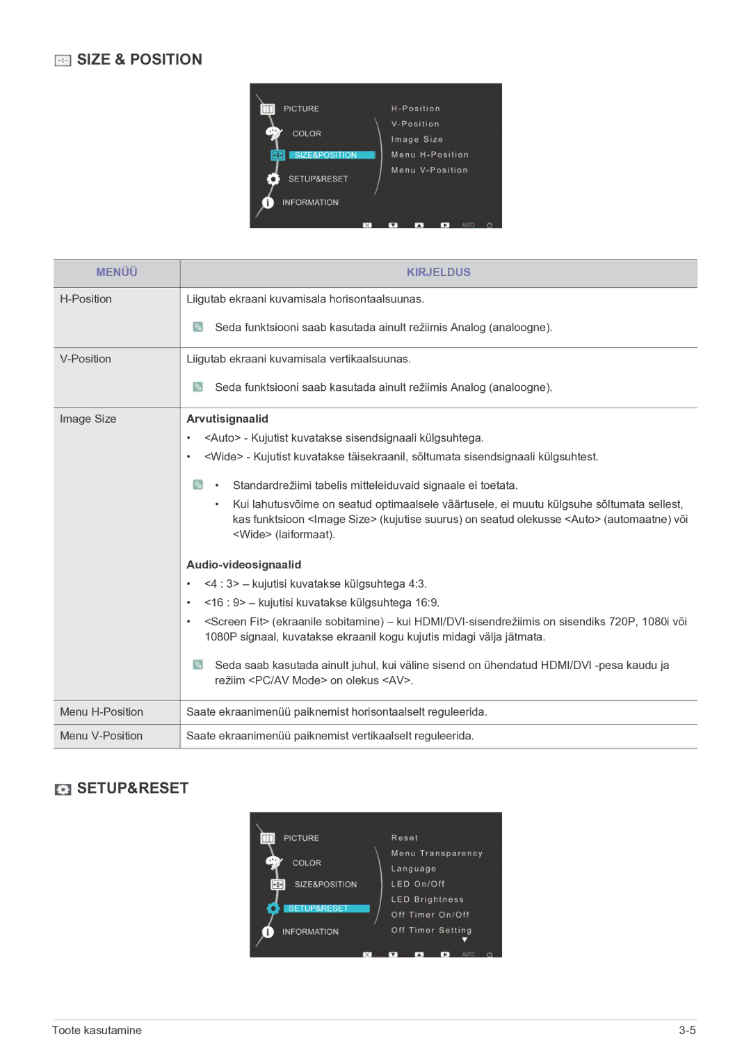 Samsung LS23EFPKFV/EN manual Arvutisignaalid, Audio-videosignaalid 