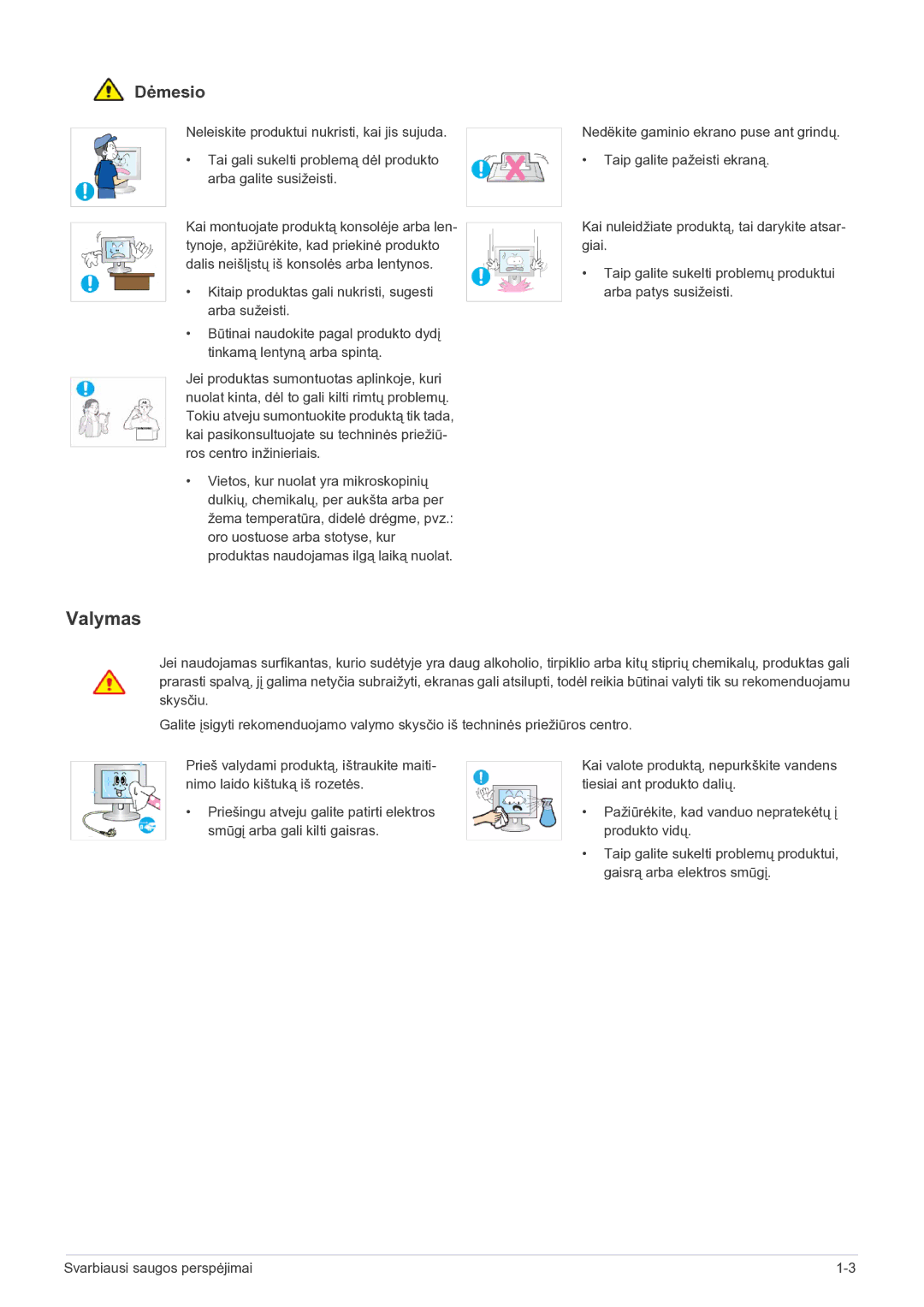 Samsung LS23EFPKFV/EN manual Valymas 