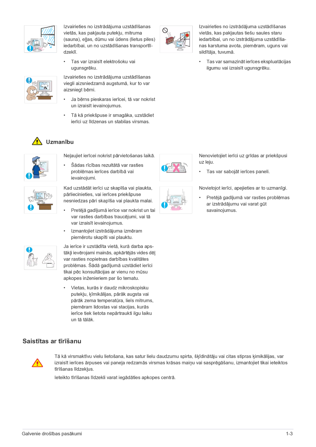 Samsung LS23EFPKFV/EN manual Saistītas ar tīrīšanu 