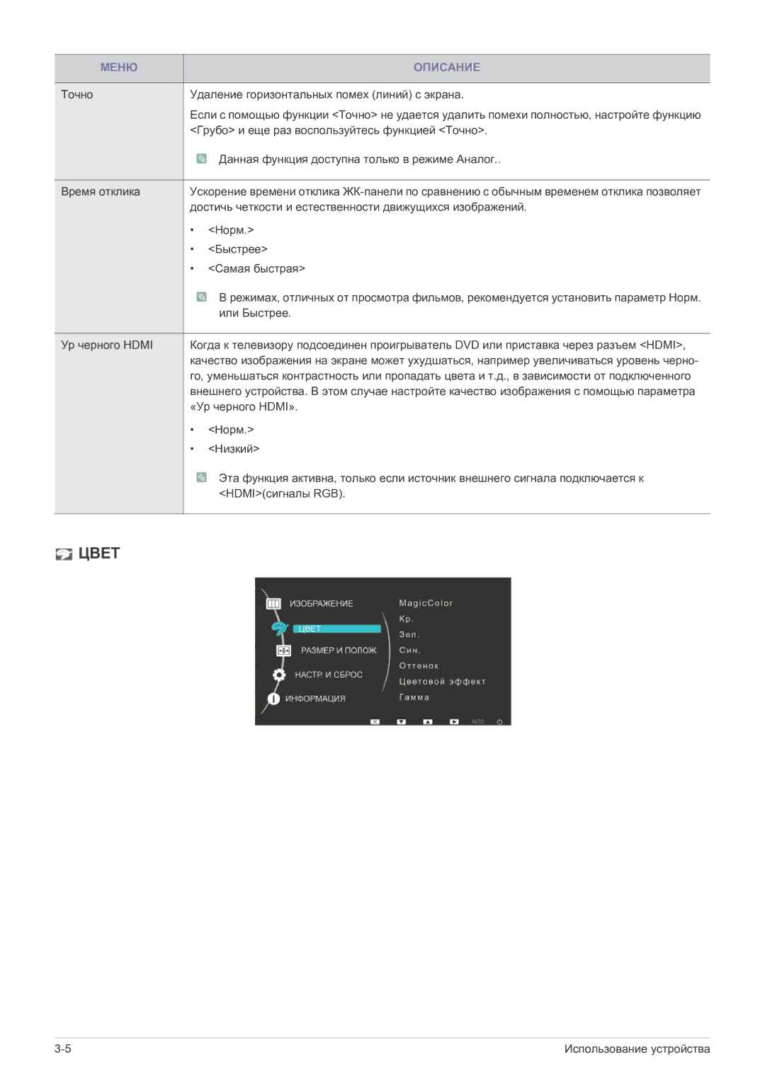 Samsung LS23EFPKFV/EN manual Цвет 