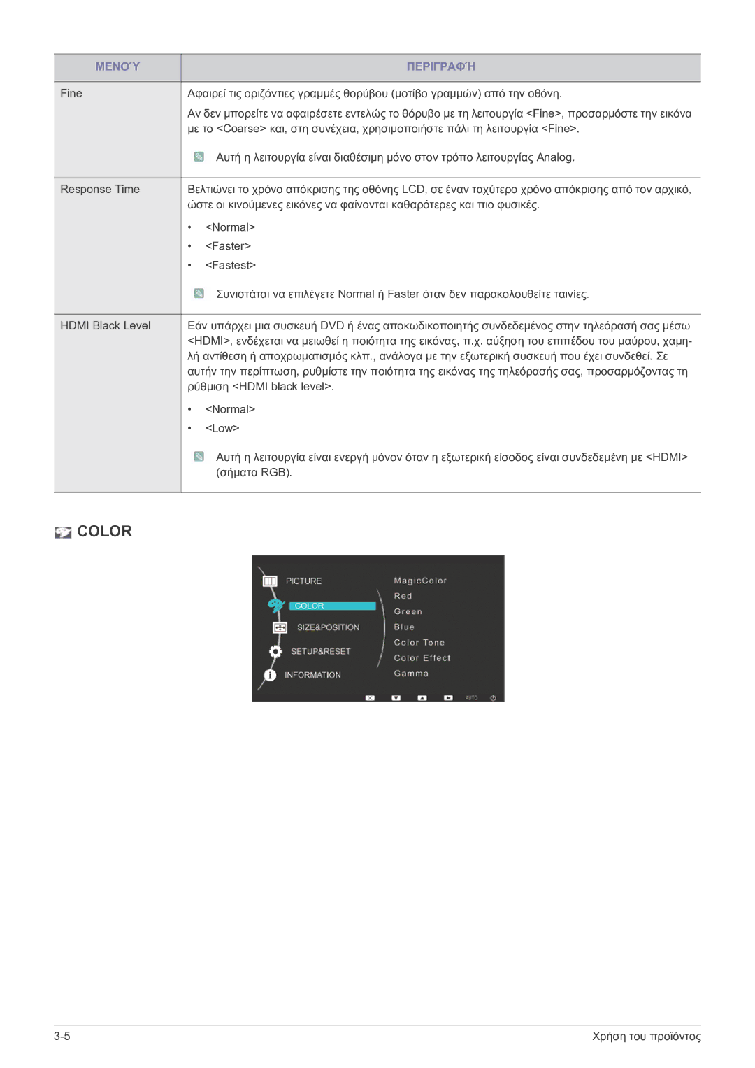 Samsung LS23EFPKFV/EN manual Color 