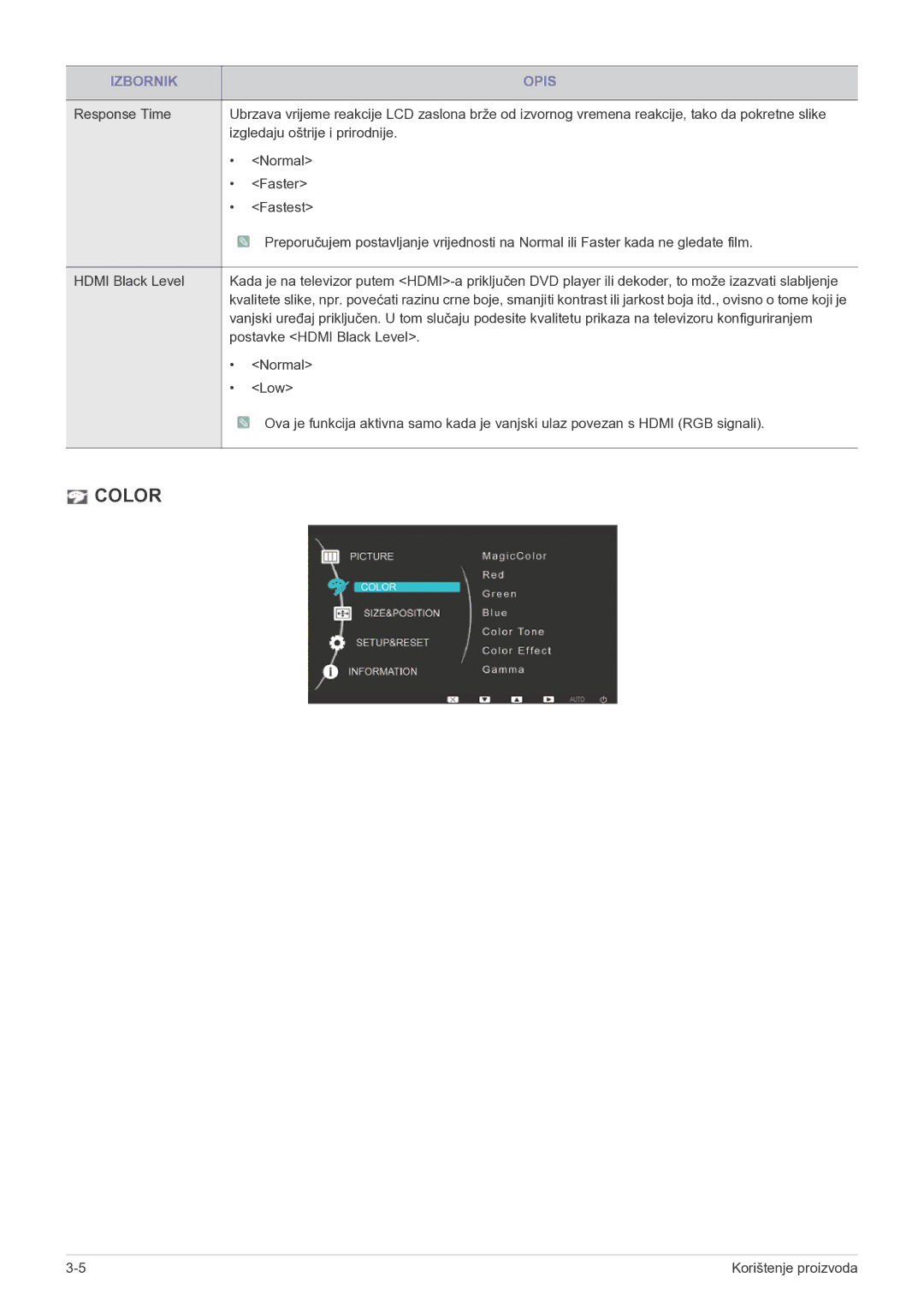 Samsung LS23EFPKFV/EN manual Color 