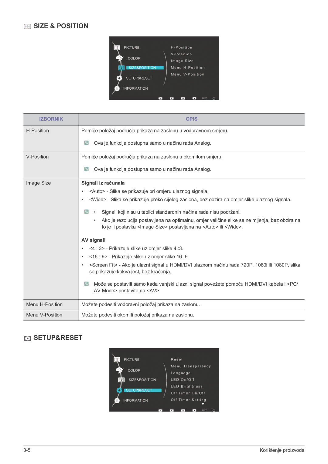 Samsung LS23EFPKFV/EN manual Signali iz računala, AV signali 