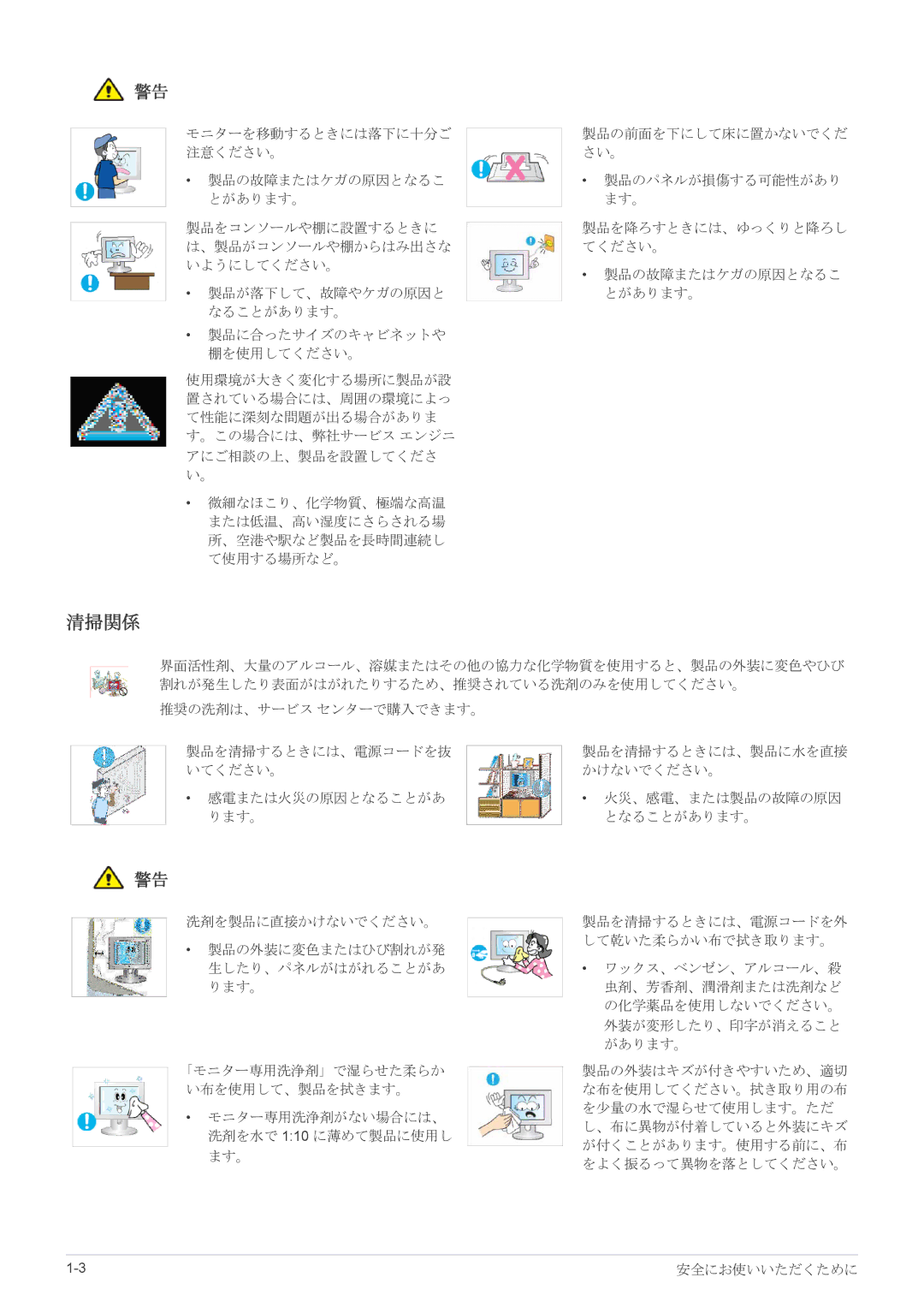 Samsung LS23EFPKFV/XJ, LS23EFUKFV/XJ manual 清掃関係 