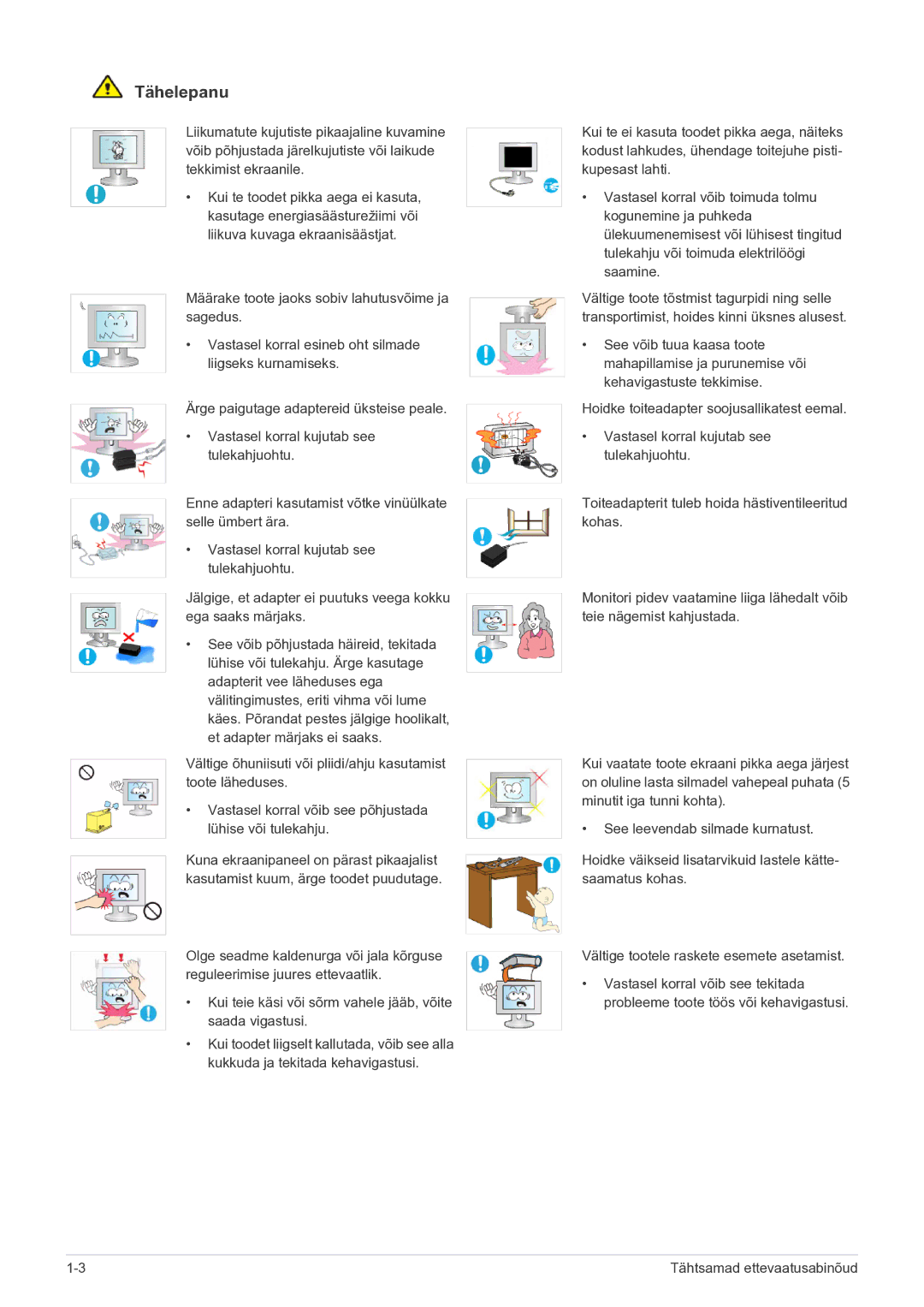 Samsung LS23EFVKUV/EN manual Tähelepanu 