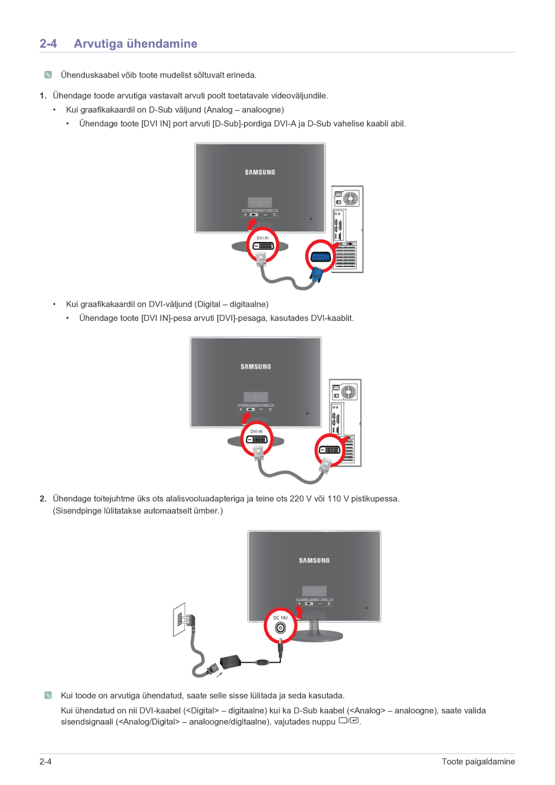 Samsung LS23EFVKUV/EN manual Arvutiga ühendamine 