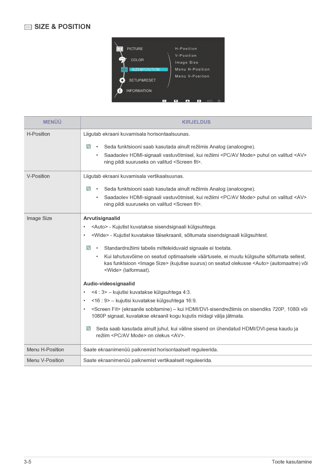 Samsung LS23EFVKUV/EN manual Arvutisignaalid, Audio-videosignaalid 