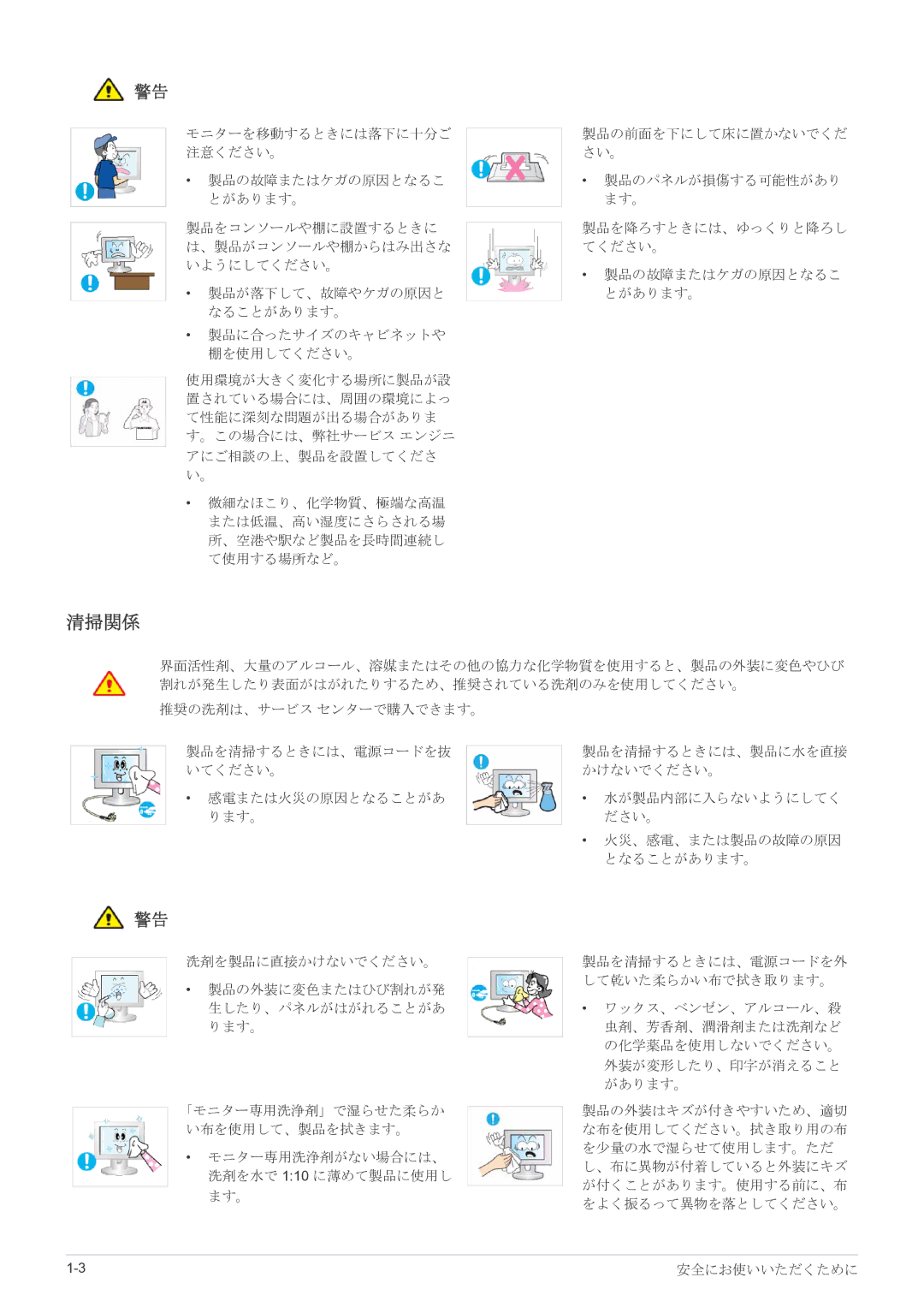 Samsung LS23EFVKUV/XJ manual 清掃関係 