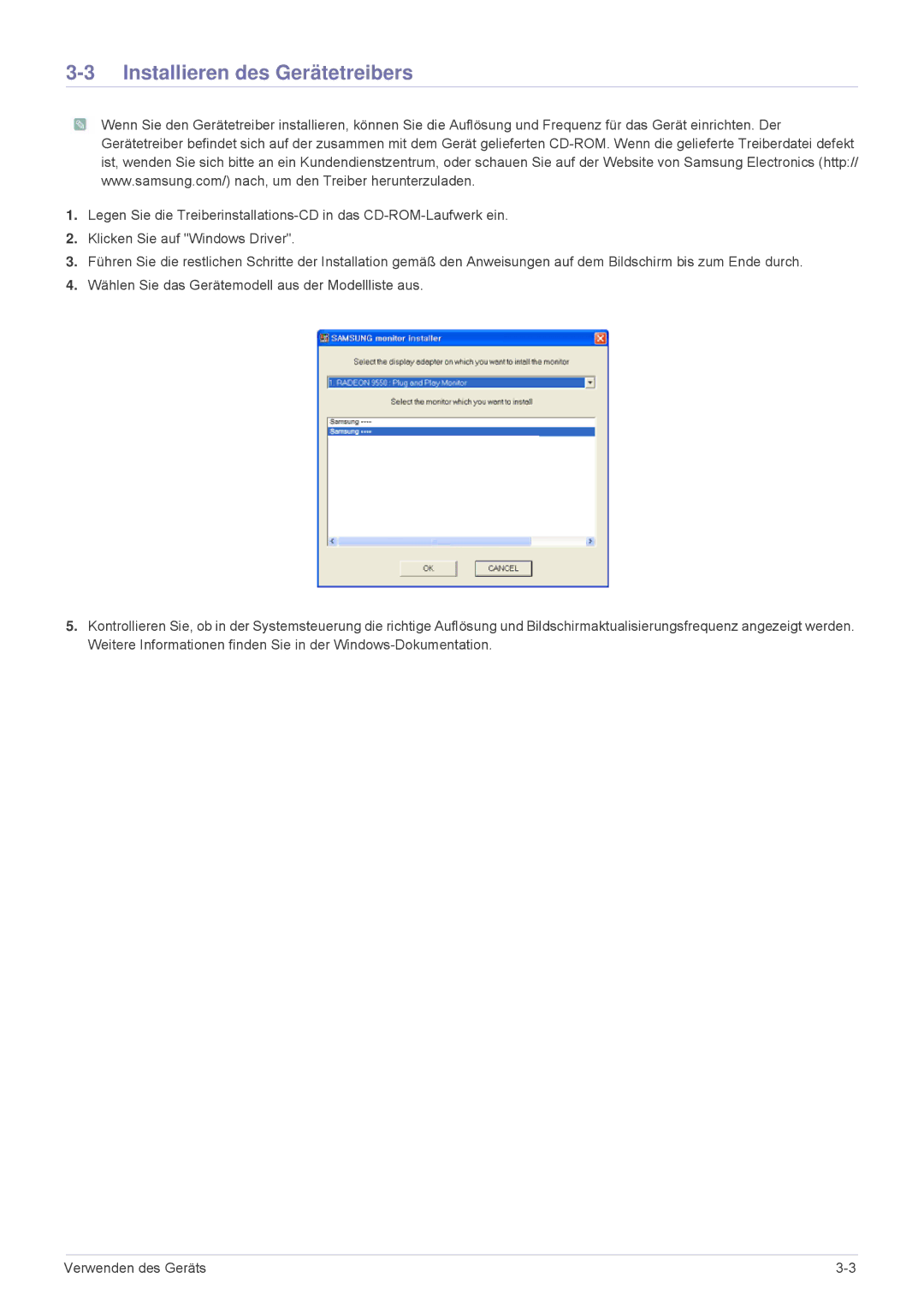 Samsung LS23MURHB/EN, LS23MUPNB/EN, LS23MUQHB/EN manual Installieren des Gerätetreibers 