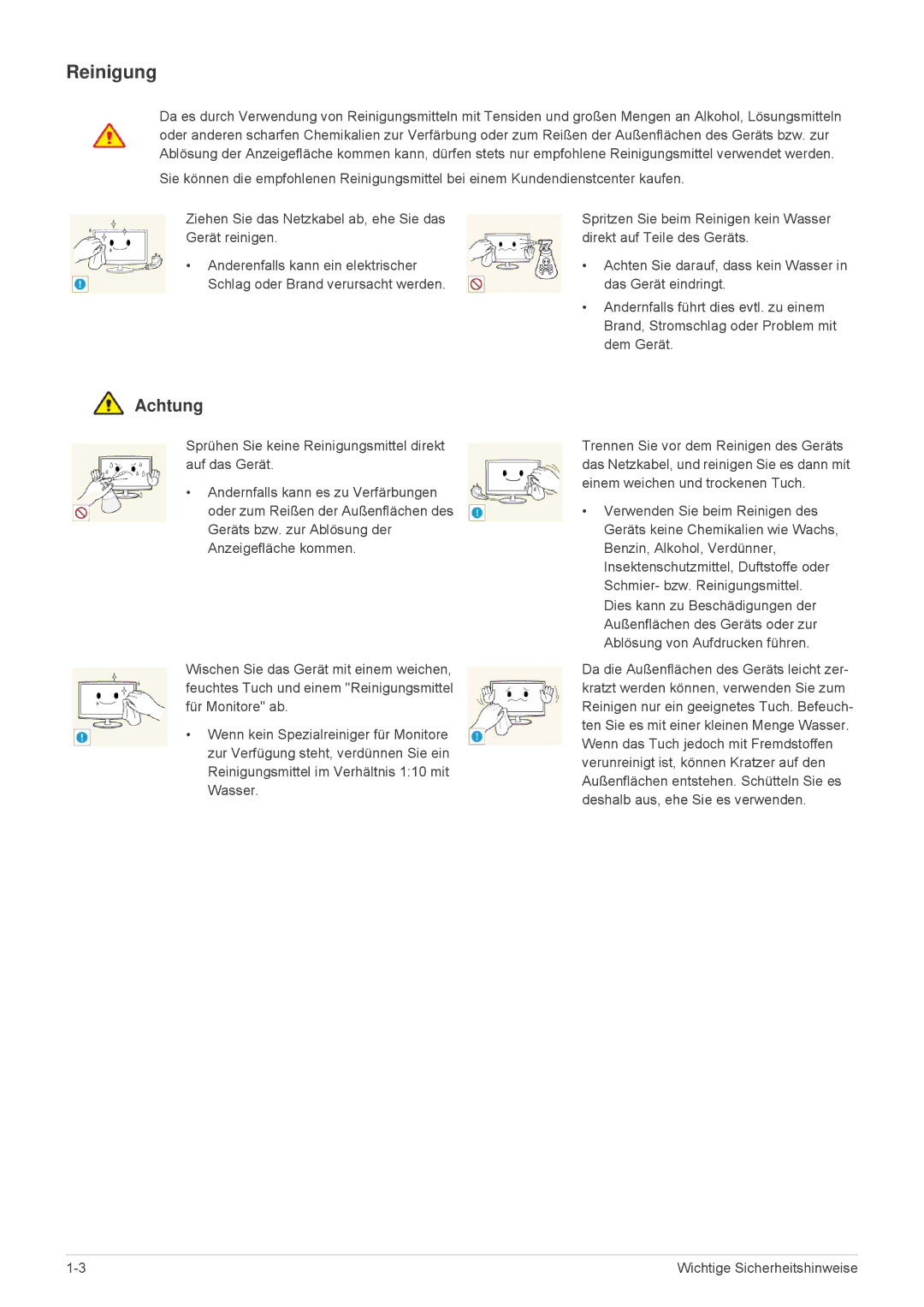 Samsung LS23MURHB/EN, LS23MUPNB/EN, LS23MUQHB/EN manual Reinigung 