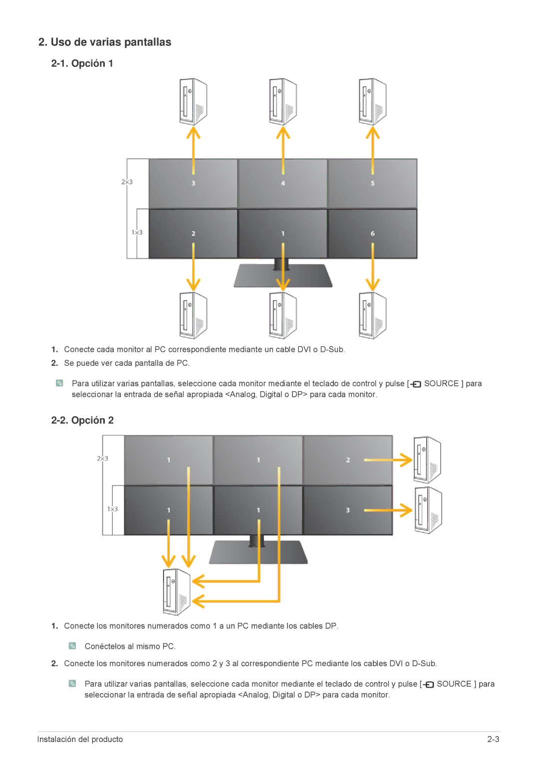 Samsung LS23MURHB/EN, LS23MUPNB/EN, LS23MUQHB/EN manual Uso de varias pantallas, Opción 