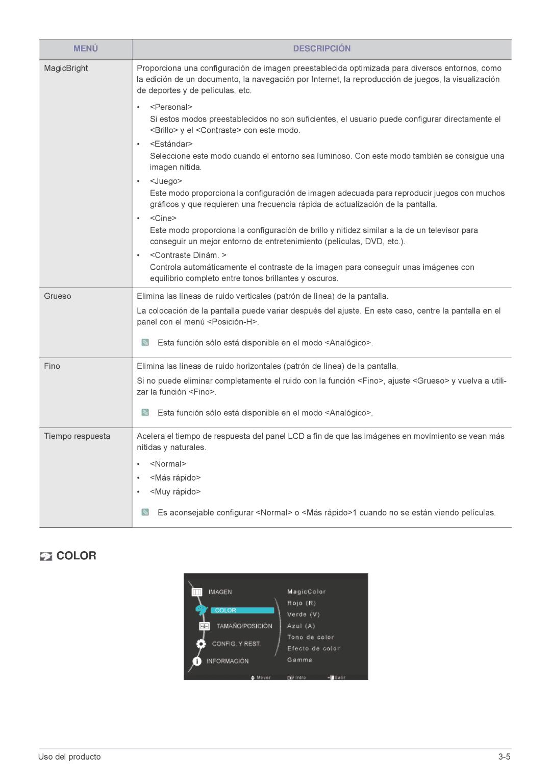 Samsung LS23MUQHB/EN, LS23MUPNB/EN, LS23MURHB/EN manual Color 