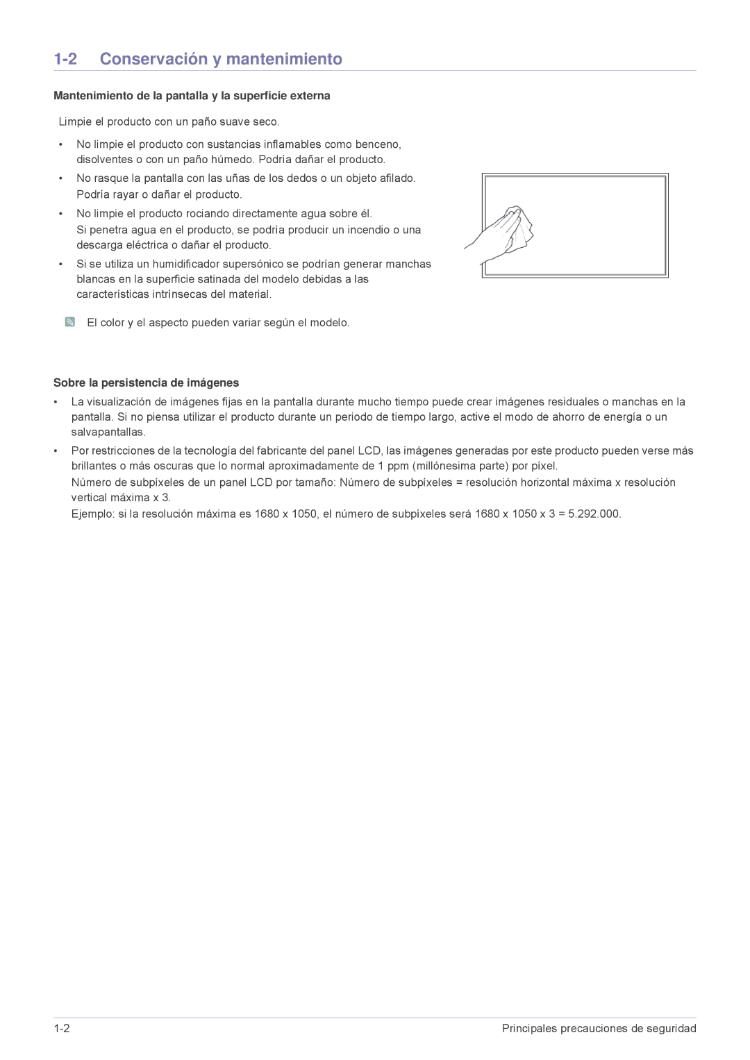 Samsung LS23MUQHB/EN, LS23MUPNB/EN manual Conservación y mantenimiento, Mantenimiento de la pantalla y la superficie externa 