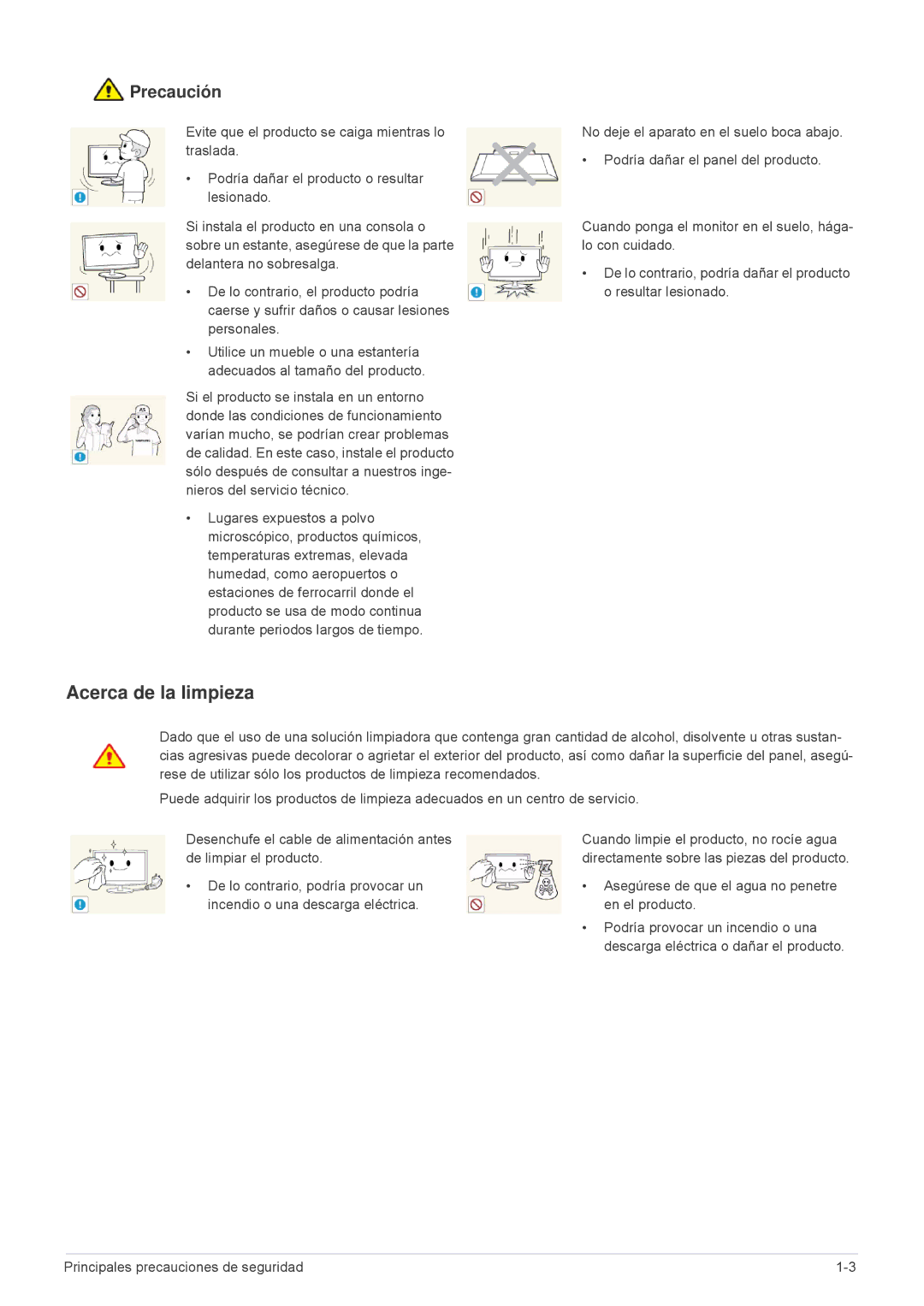 Samsung LS23MUQHB/EN, LS23MUPNB/EN, LS23MURHB/EN manual Acerca de la limpieza 