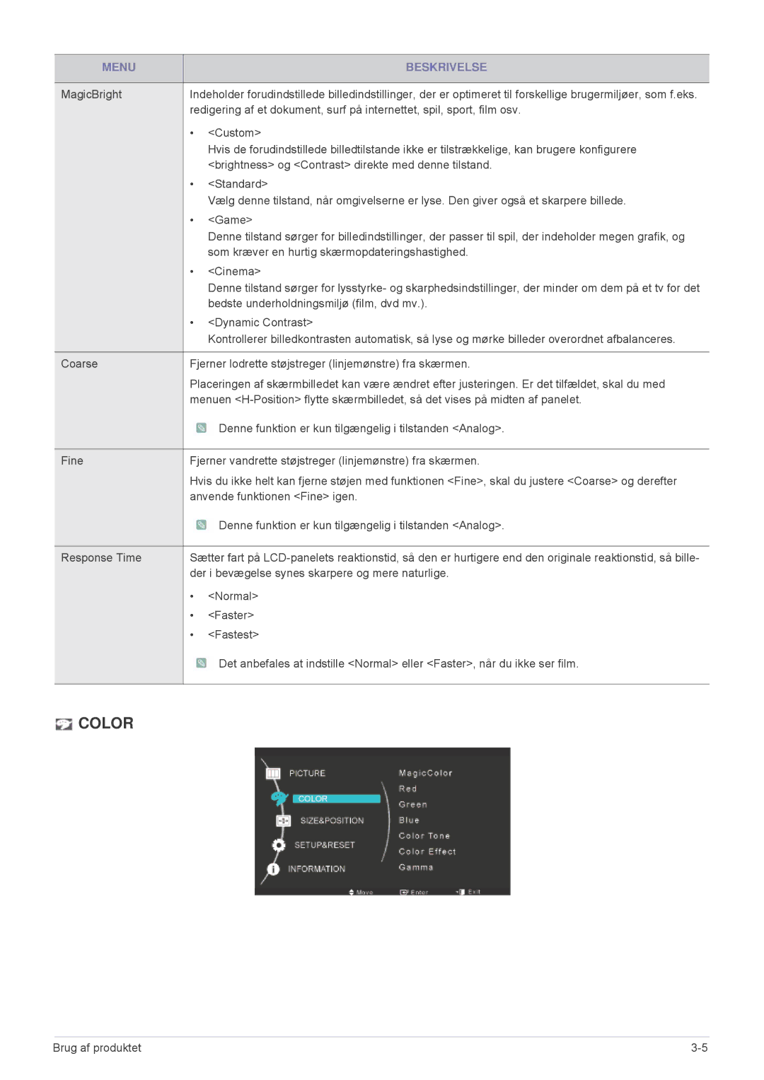 Samsung LS23MUQHB/EN, LS23MUPNB/EN, LS23MURHB/EN manual Color 