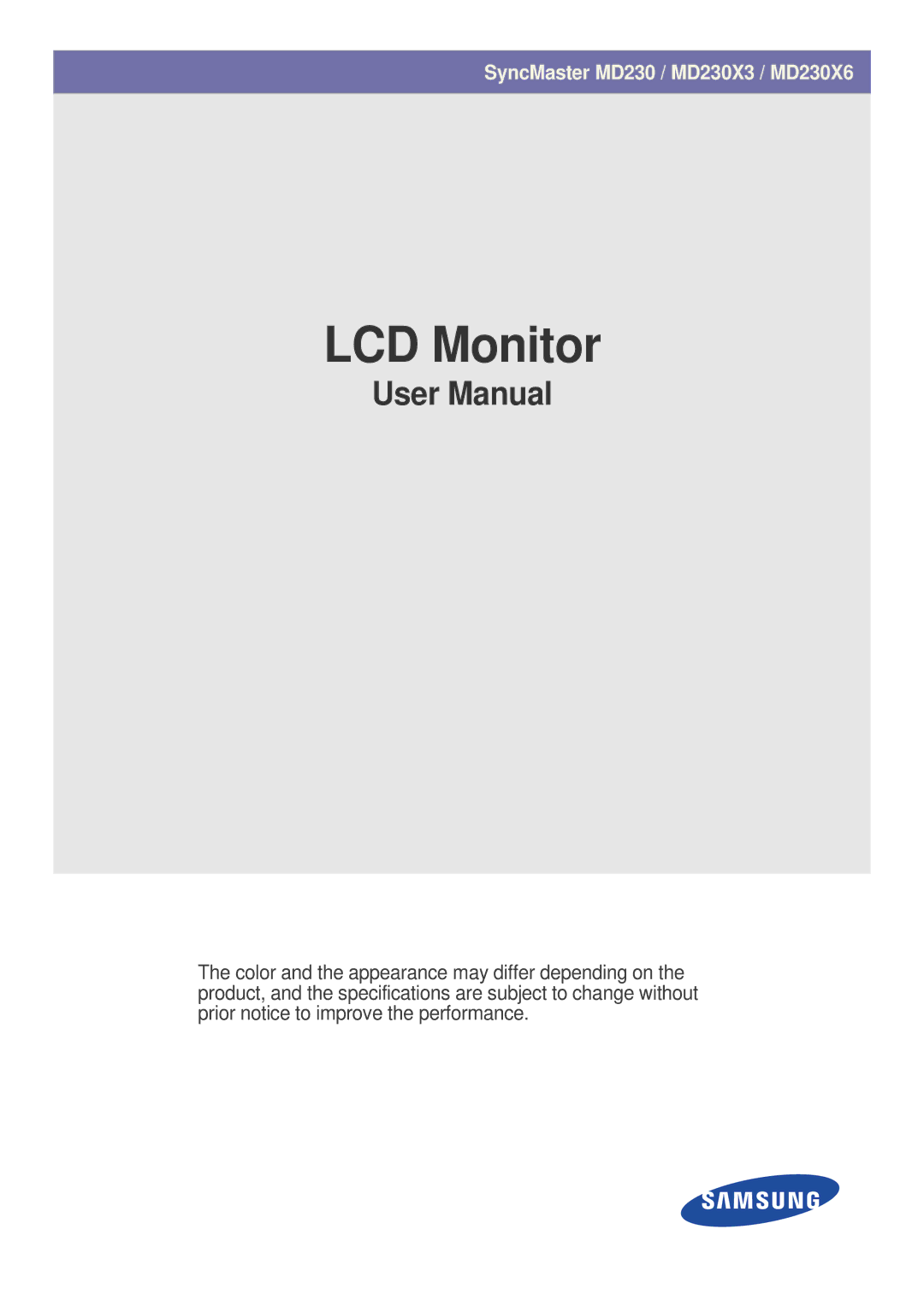 Samsung LS23MUQHB/EN, LS23MUPNB/EN, LS23MURHB/EN manual LCD Monitor 