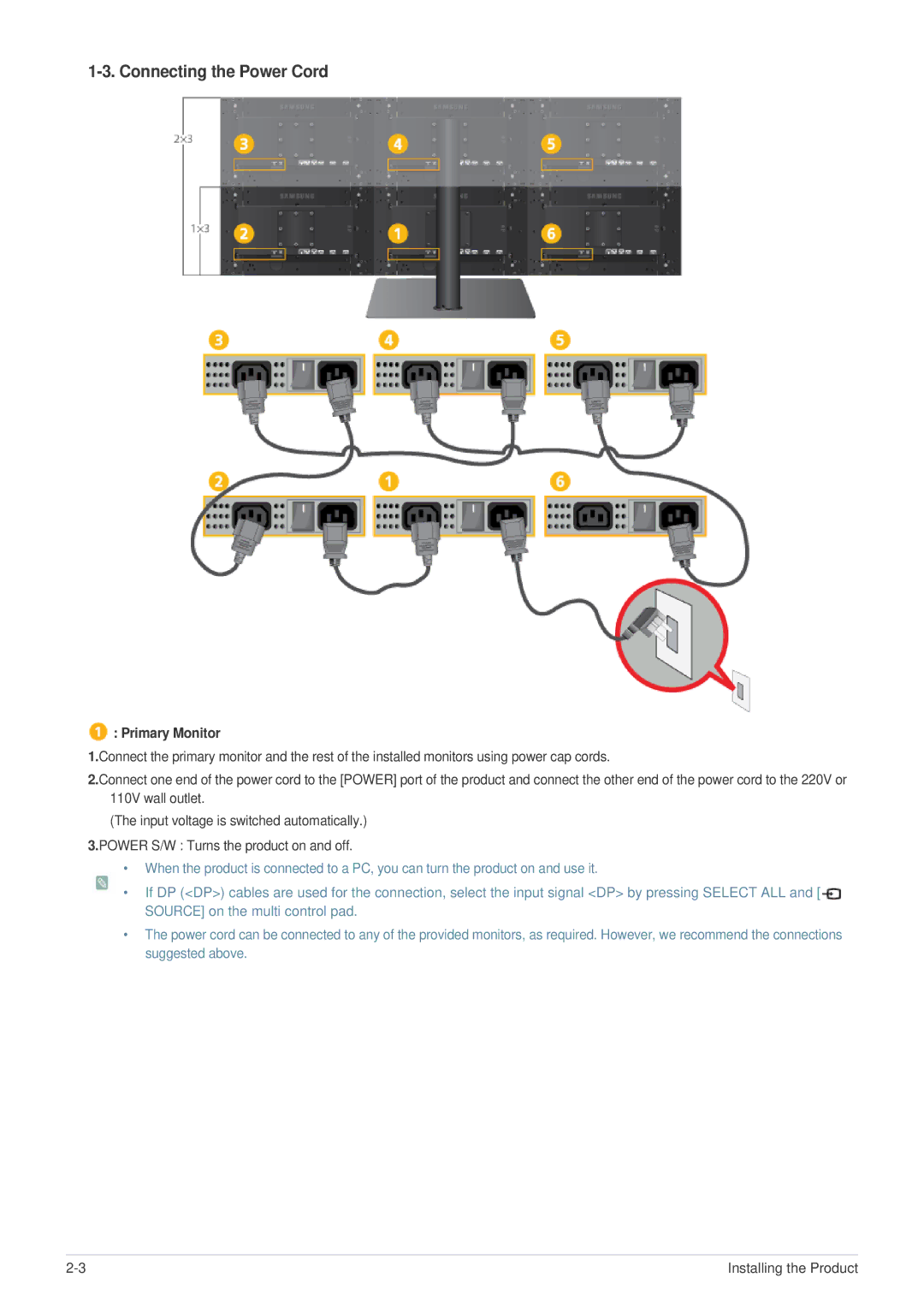 Samsung LS23MUQHB/XJ, LS23MUPNB/EN, LS23MURHB/XJ, LS23MUPNB/XJ, LS23MUQHB/EN, LS23MURHB/EN manual Connecting the Power Cord 