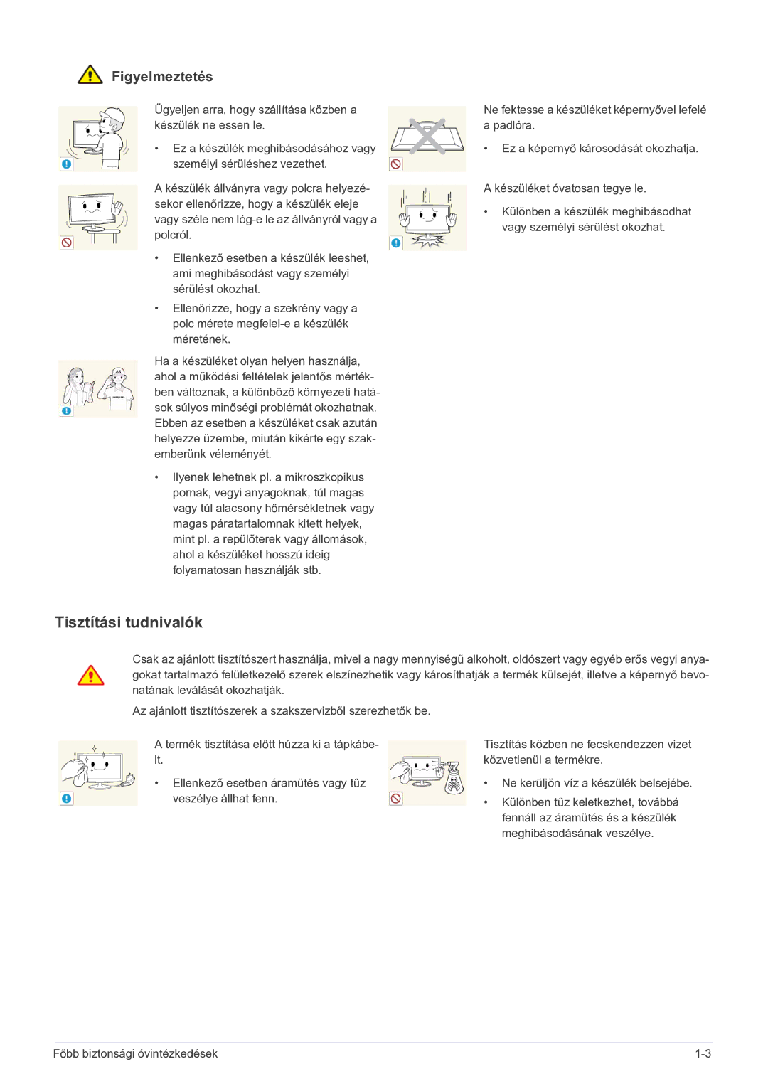 Samsung LS23MUPNBSEN, LS23MUQHB/EN, LS23MUQHBSEN, LS23MURHBSEN manual Tisztítási tudnivalók 