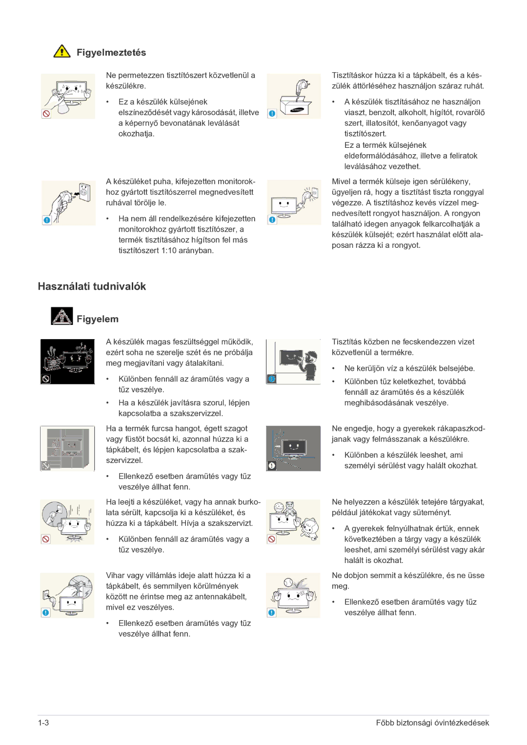 Samsung LS23MUQHB/EN, LS23MUQHBSEN, LS23MURHBSEN, LS23MUPNBSEN manual Használati tudnivalók 