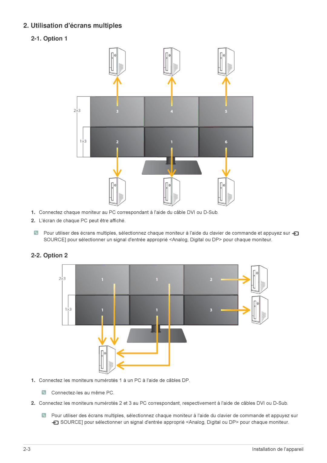 Samsung LS23MUQHB/EN, LS23MURHB/EN manual Utilisation décrans multiples, Option 