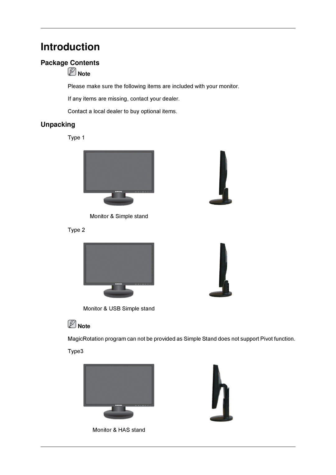 Samsung LS23MYYKBBA/EN, LS23MYYKBB/EDC manual Package Contents, Unpacking 