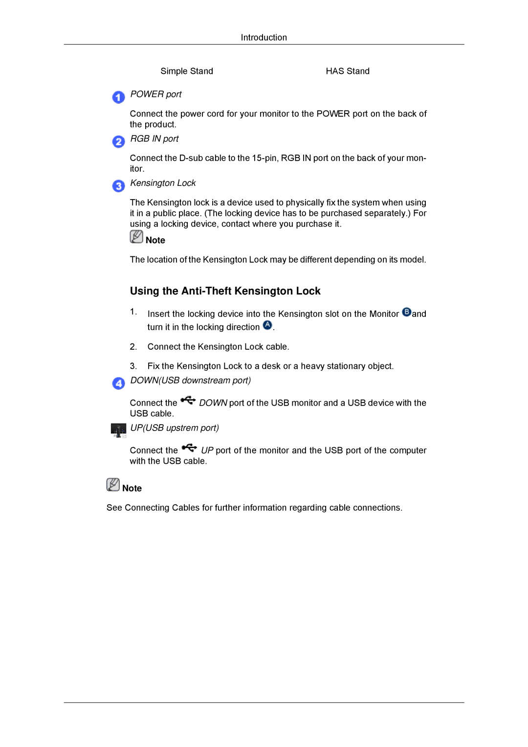 Samsung LS23MYYKBBA/EN, LS23MYYKBB/EDC manual Using the Anti-Theft Kensington Lock 