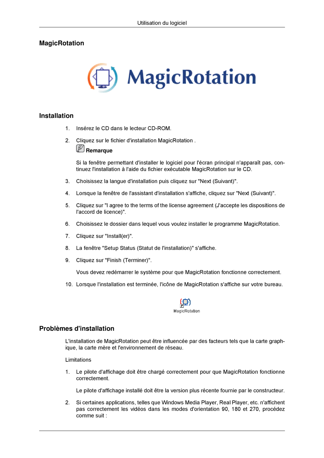 Samsung LS23MYYKBB/EDC, LS23MYYKBBA/EN manual MagicRotation Installation 