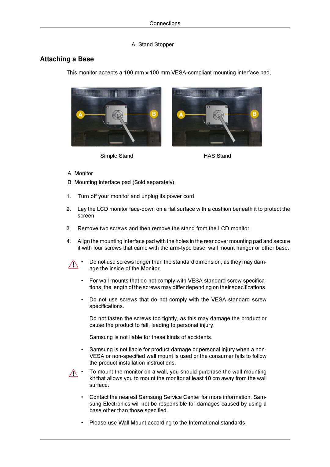 Samsung LS23MYYKBB/EDC, LS23MYYKBBA/EN manual Attaching a Base 