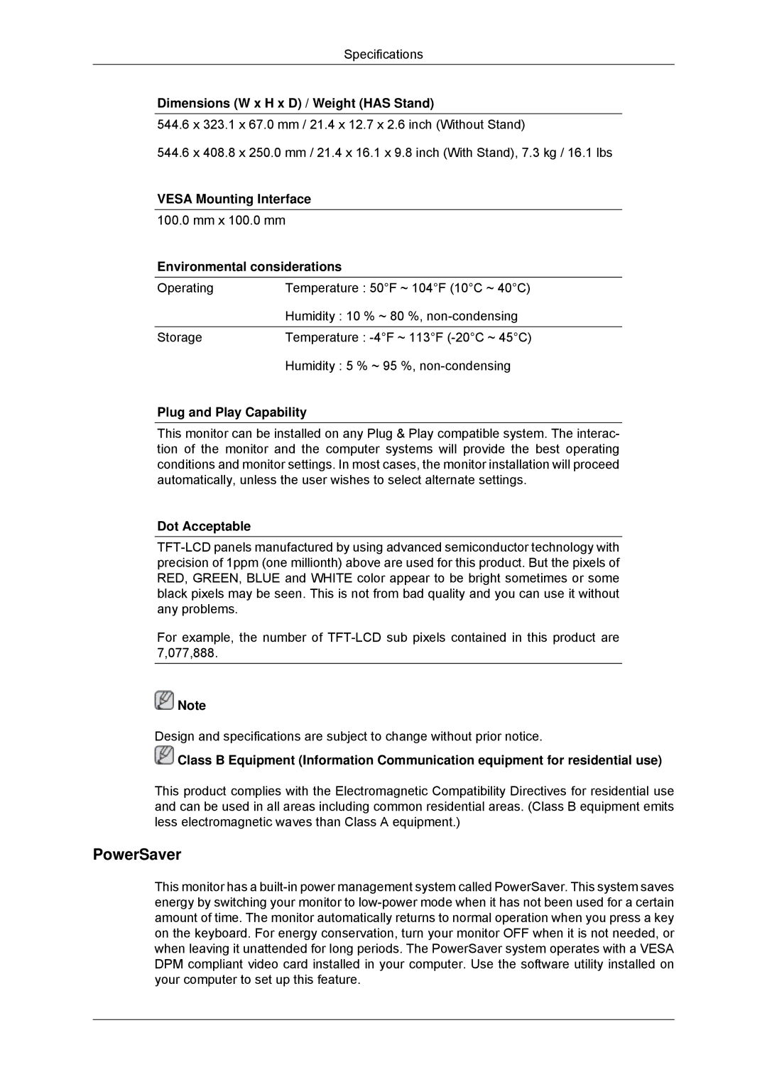 Samsung LS23MYYKBBA/EN, LS23MYYKBB/EDC manual PowerSaver 