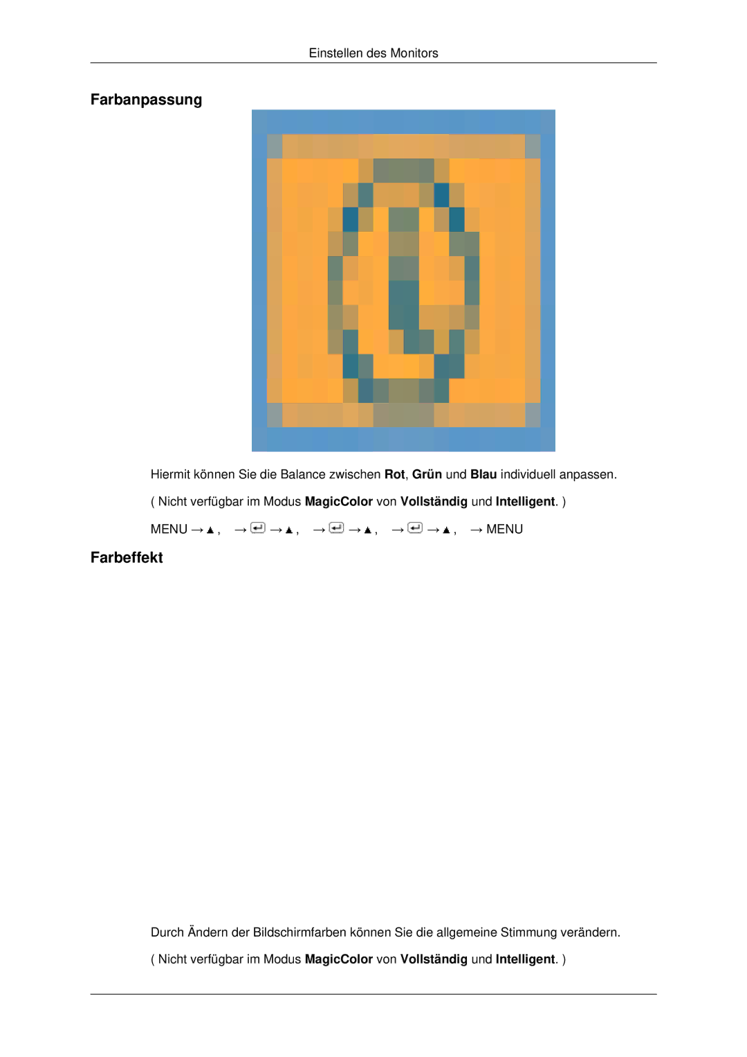 Samsung LS23MYYKBB/EDC, LS23MYYKBBA/EN manual Farbanpassung, Farbeffekt 