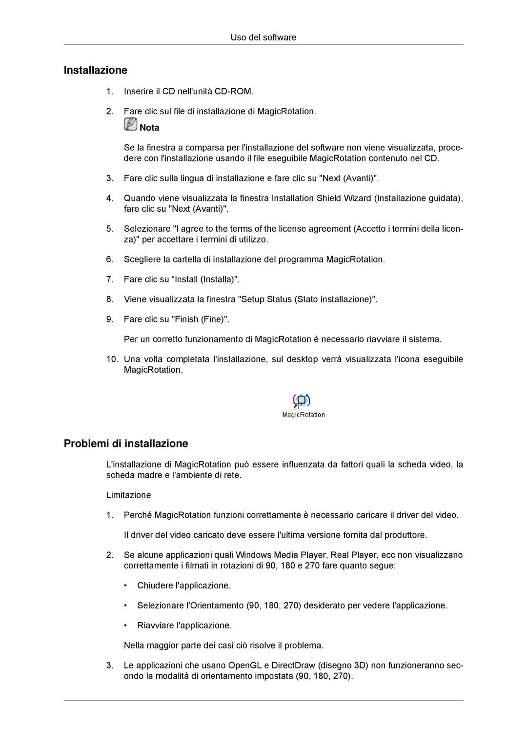 Samsung LS23MYYKBB/EDC, LS23MYYKBBA/EN manual Installazione 