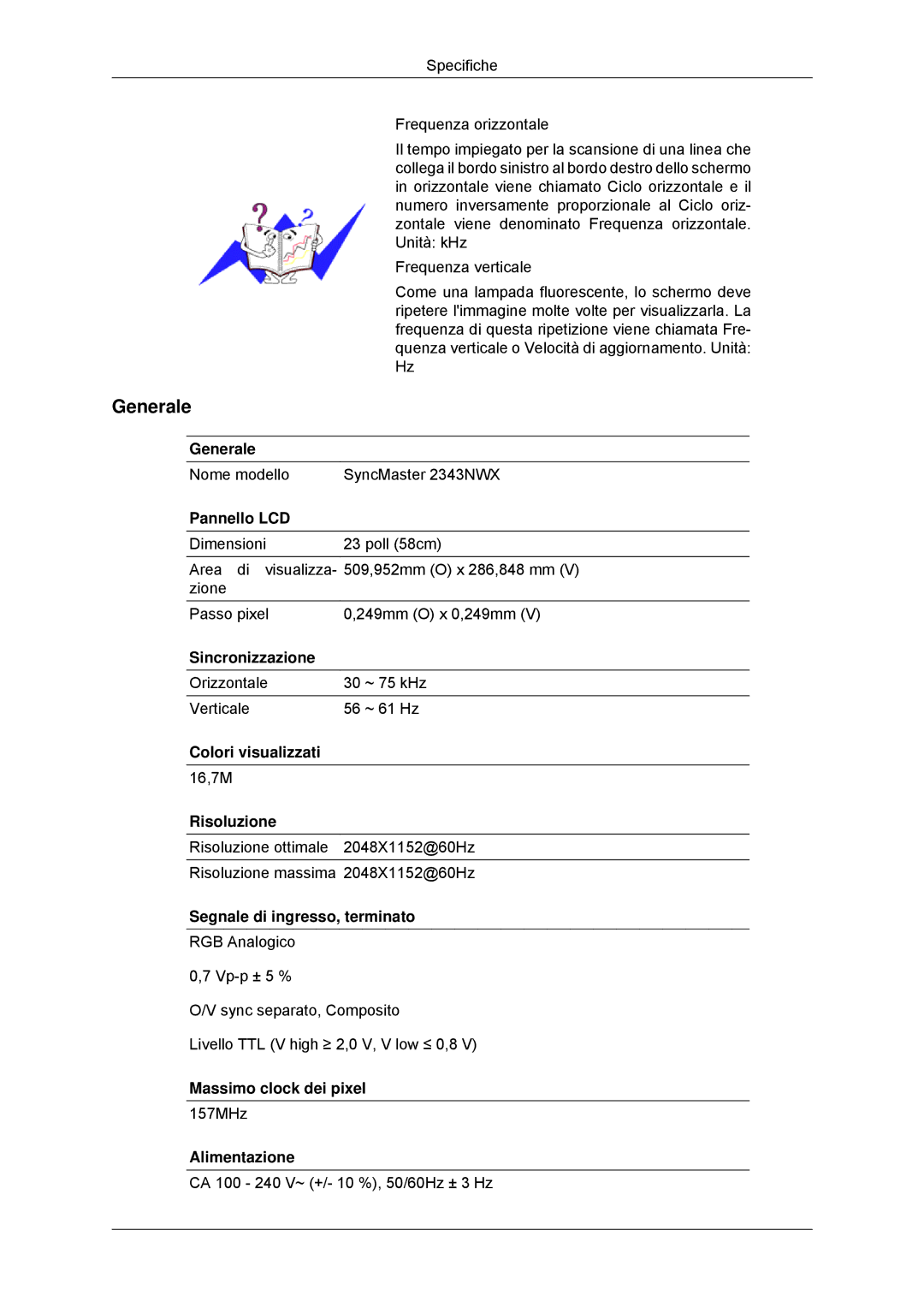 Samsung LS23MYYKBB/EDC, LS23MYYKBBA/EN manual Orizzontale viene chiamato Ciclo orizzontale e il 