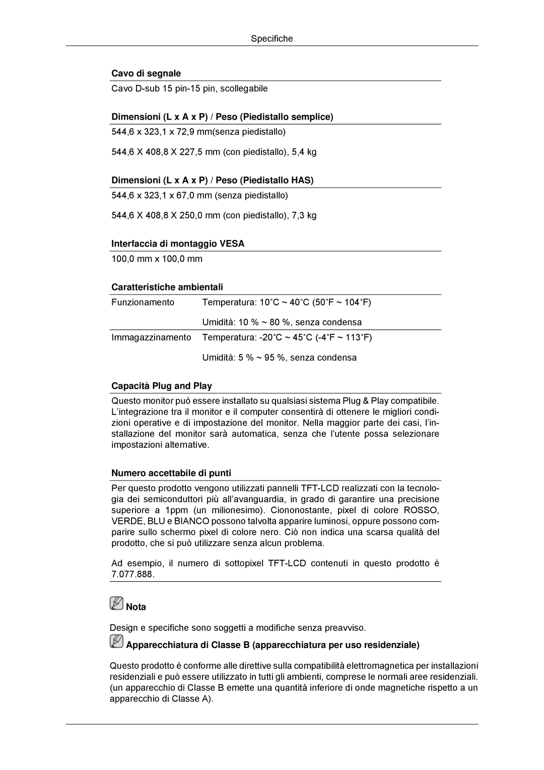 Samsung LS23MYYKBBA/EN, LS23MYYKBB/EDC manual Cavo di segnale 