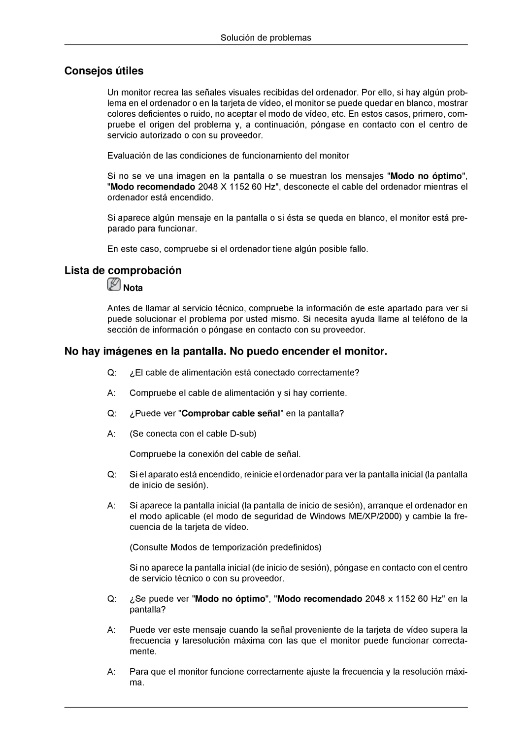 Samsung LS23MYYKBBA/EN, LS23MYYKBB/EDC manual Consejos útiles, Lista de comprobación 