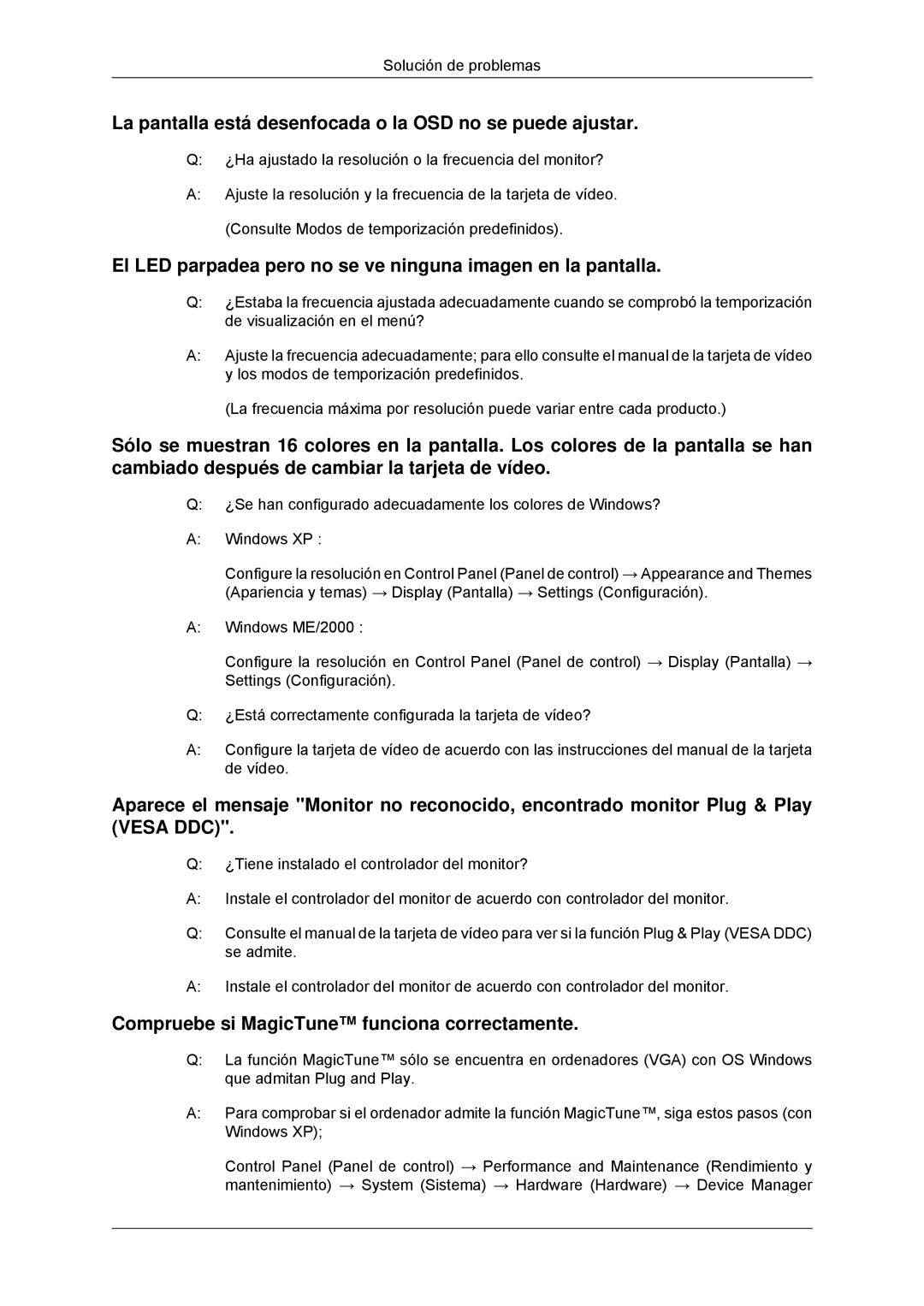 Samsung LS23MYYKBBA/EN, LS23MYYKBB/EDC manual La pantalla está desenfocada o la OSD no se puede ajustar 