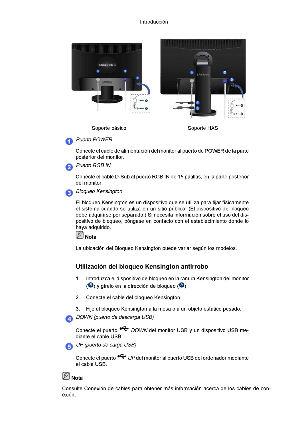 Samsung LS23MYYKBBA/EN, LS23MYYKBB/EDC manual Utilización del bloqueo Kensington antirrobo, Puerto Power 