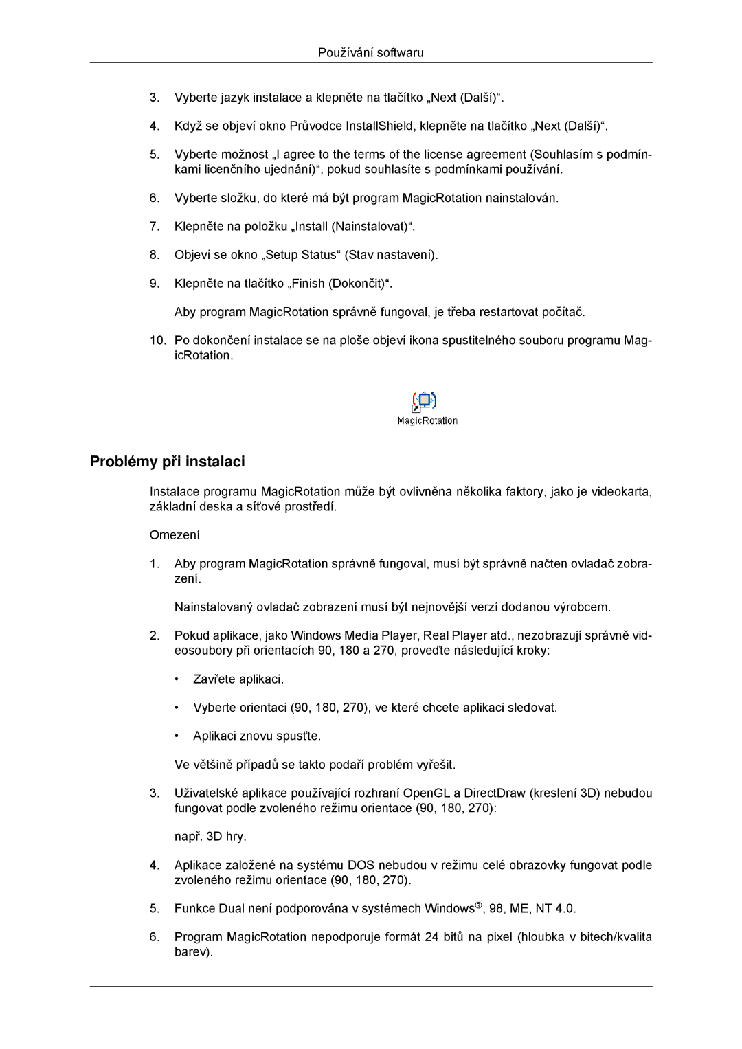 Samsung LS23MYYKBB/EDC, LS23MYYKBBA/EN manual Problémy při instalaci 