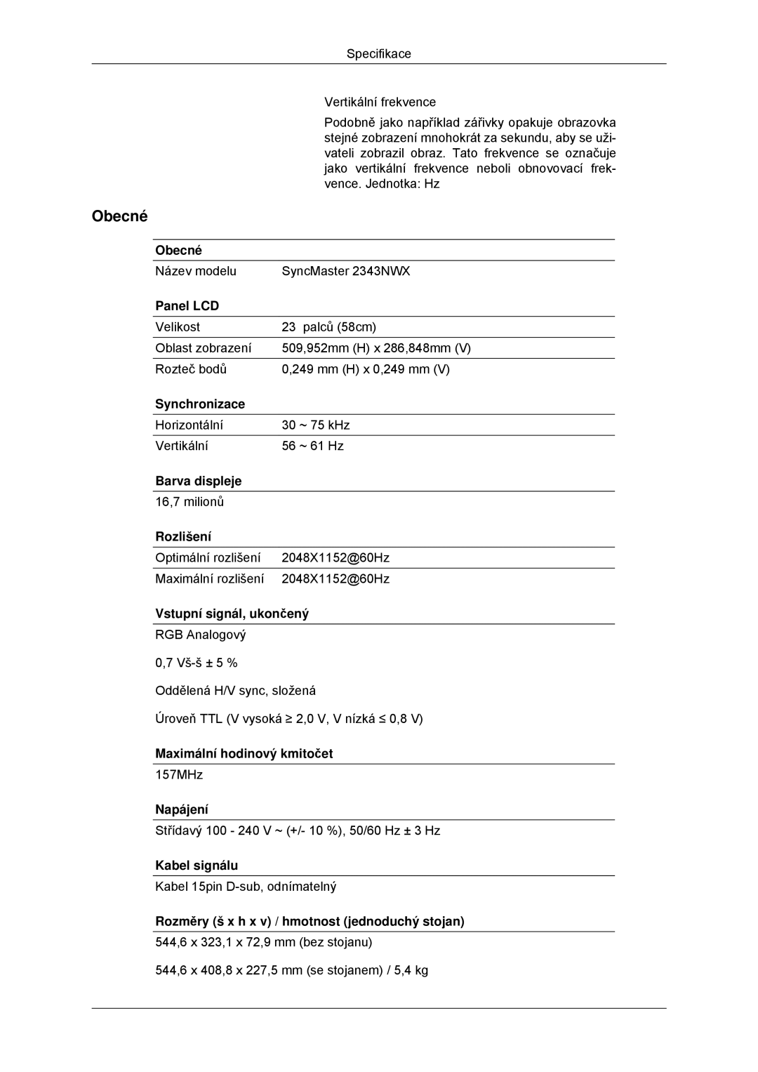 Samsung LS23MYYKBB/EDC, LS23MYYKBBA/EN manual Název modelu SyncMaster 2343NWX 