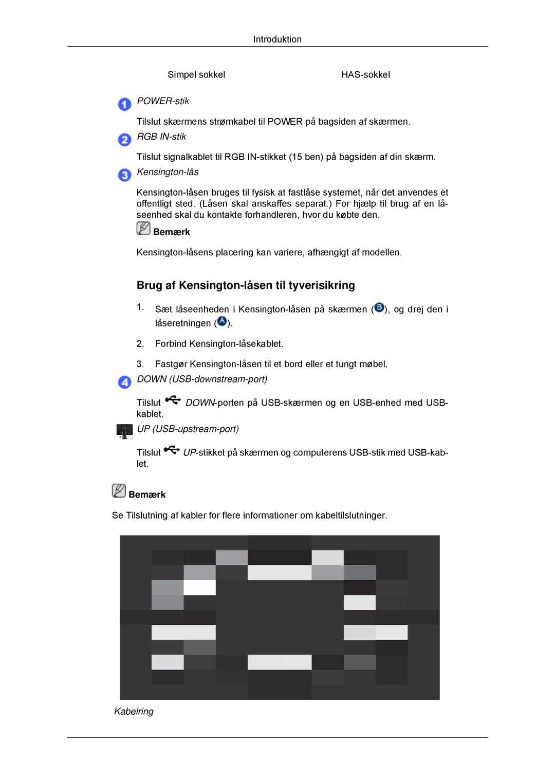 Samsung LS23MYYKBBA/EN, LS23MYYKBB/EDC manual Brug af Kensington-låsen til tyverisikring 