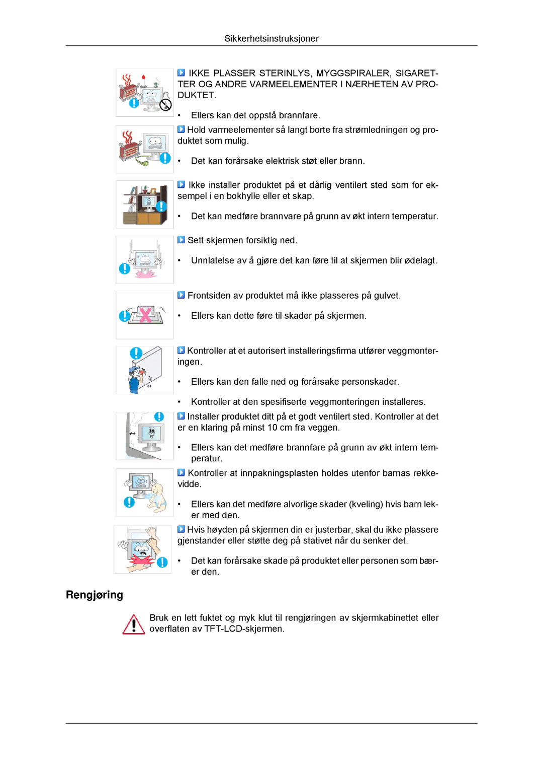 Samsung LS23MYYKBBA/EN, LS23MYYKBB/EDC manual Rengjøring 