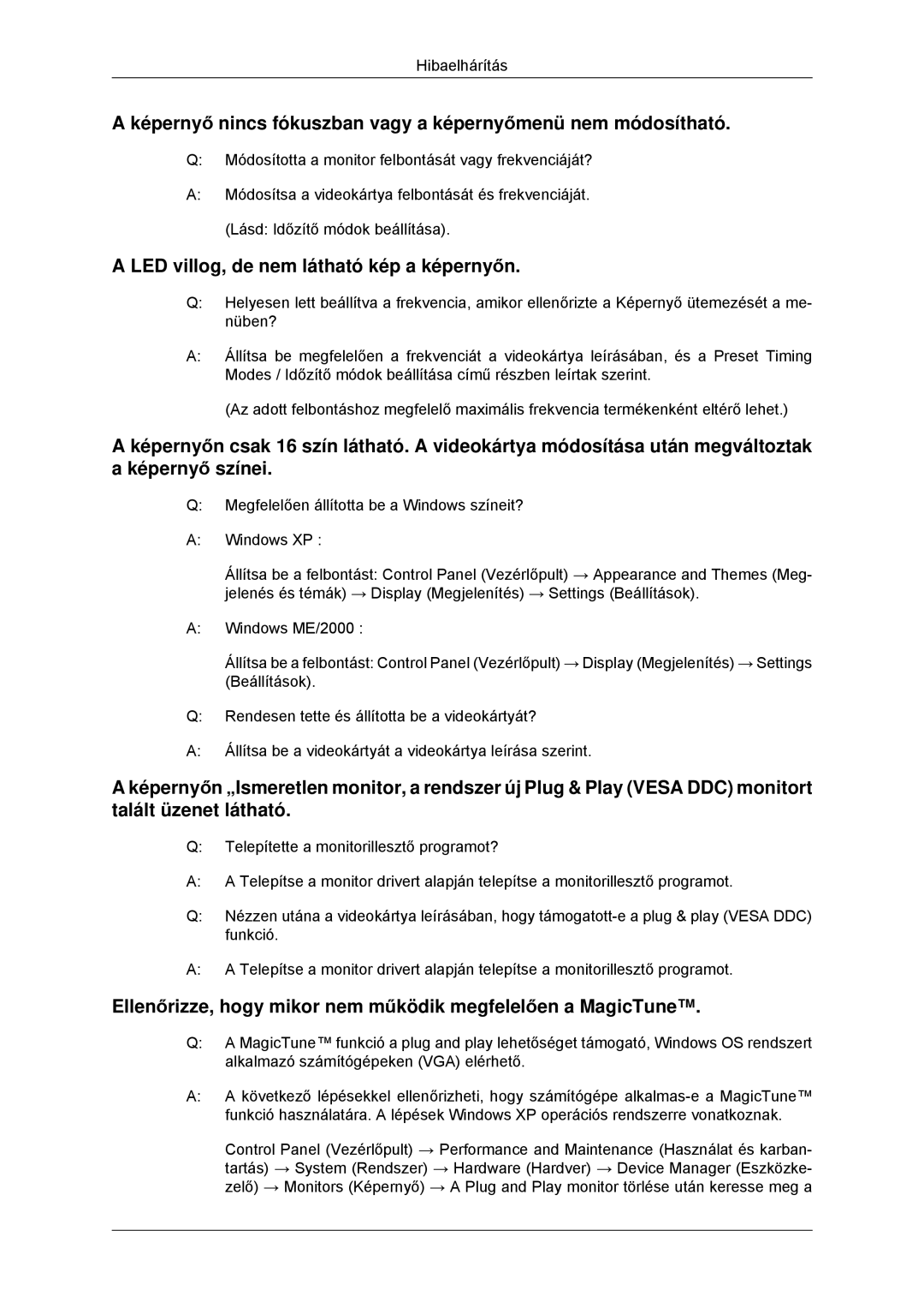 Samsung LS23MYYKBBA/EN, LS23MYYKBB/EDC manual LED villog, de nem látható kép a képernyőn 