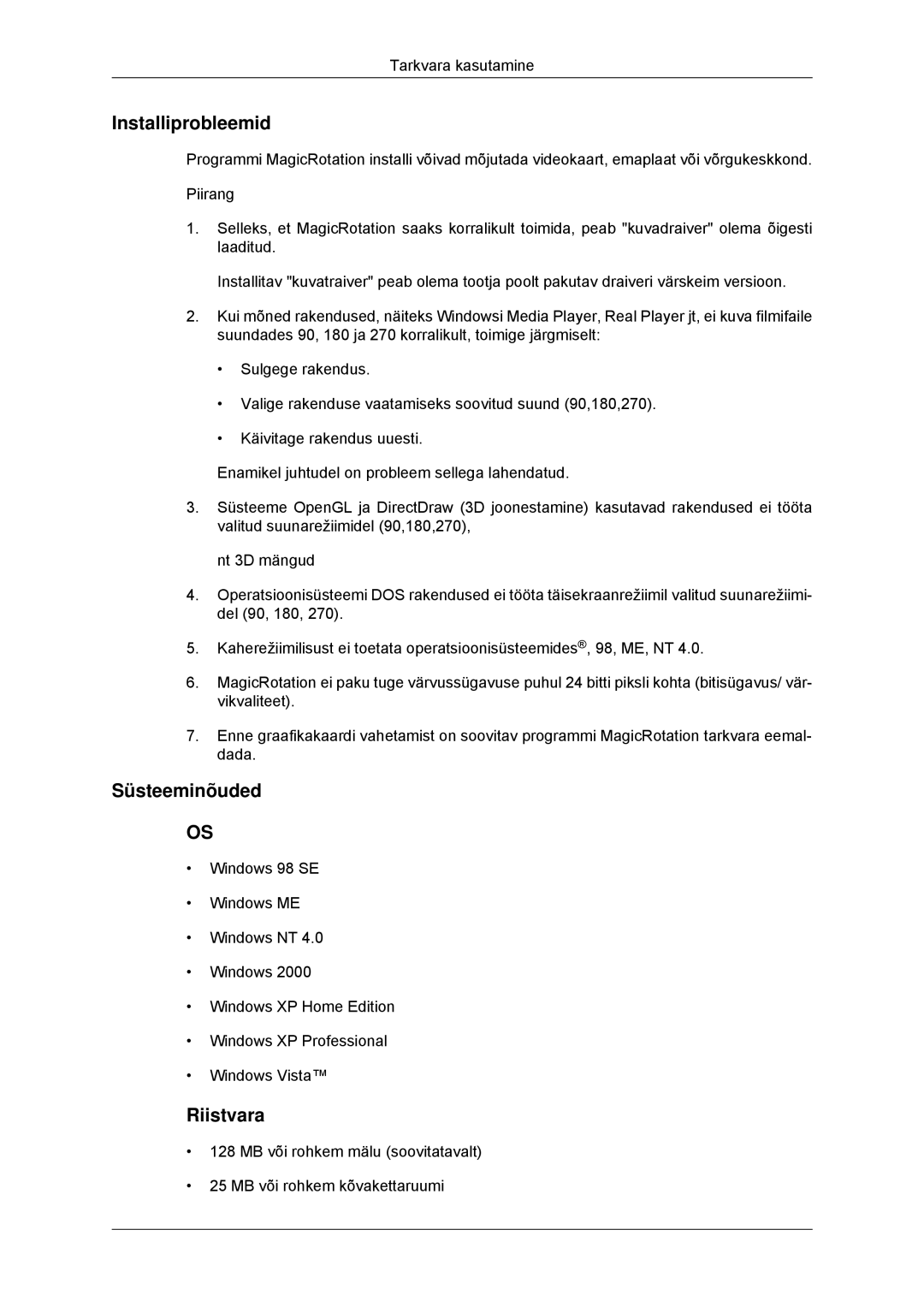 Samsung LS23MYYKBB/EDC manual Installiprobleemid 