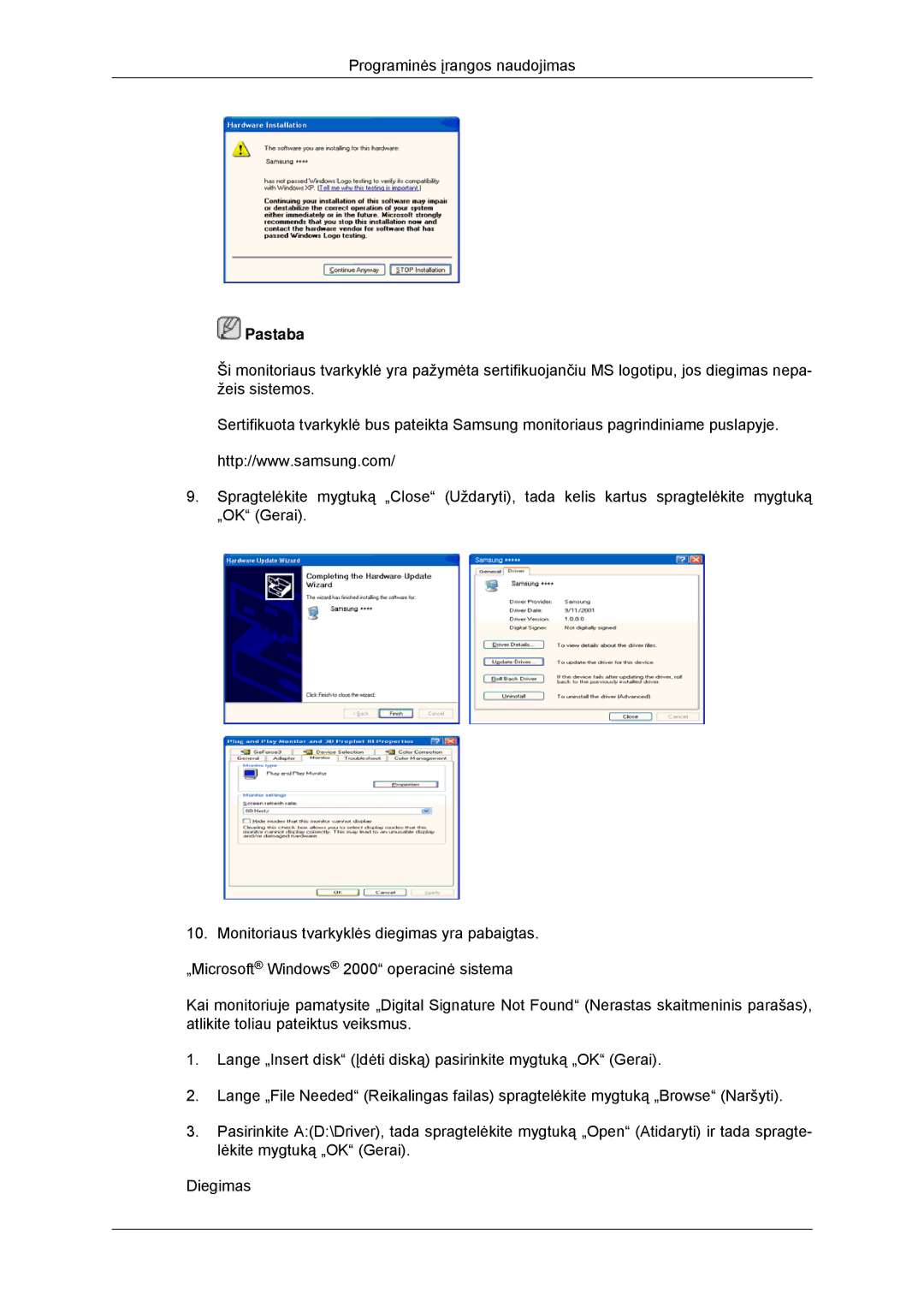 Samsung LS23MYYKBB/EDC manual Pastaba 