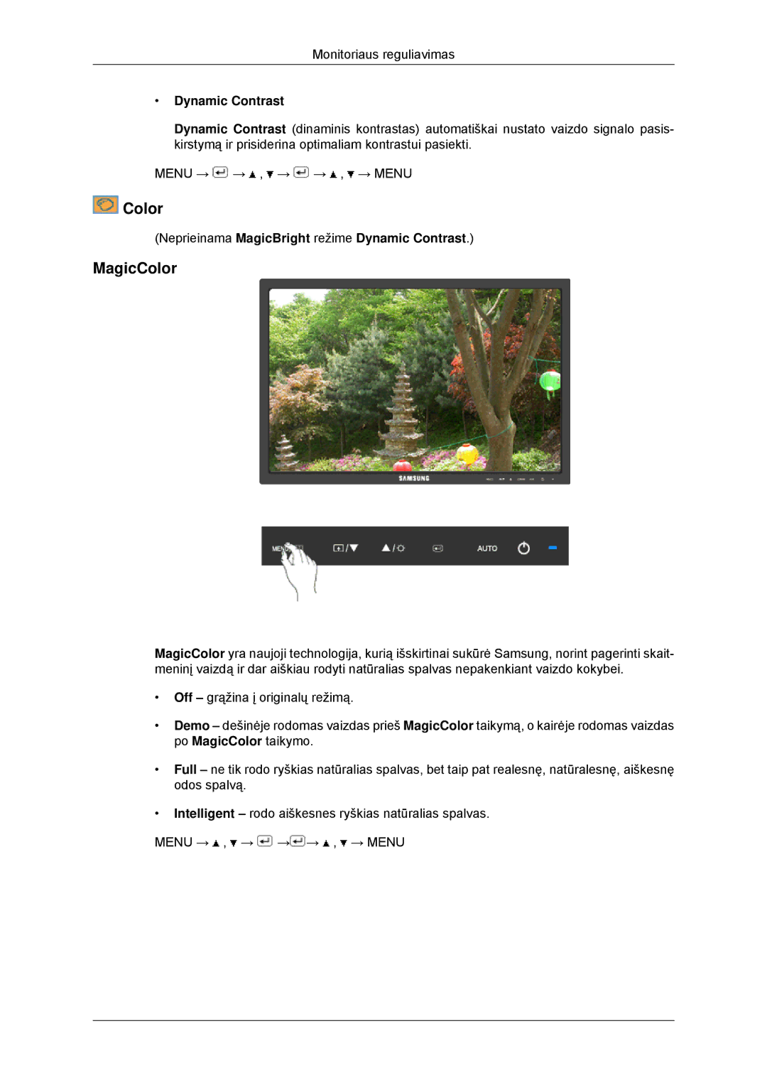 Samsung LS23MYYKBB/EDC manual MagicColor, Dynamic Contrast 