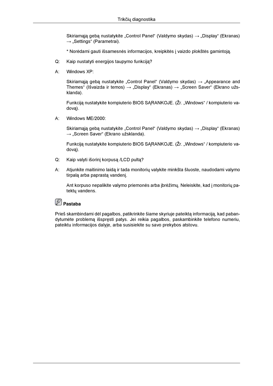 Samsung LS23MYYKBB/EDC manual Pastaba 