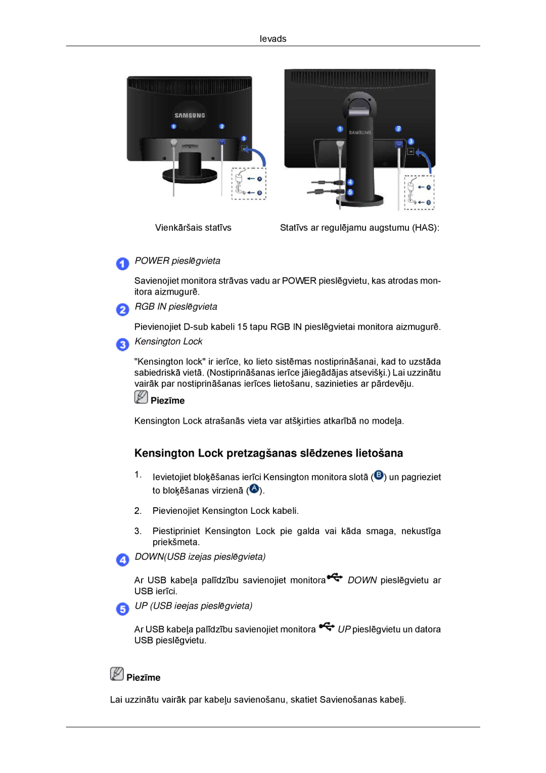 Samsung LS23MYYKBB/EDC manual Kensington Lock pretzagšanas slēdzenes lietošana 