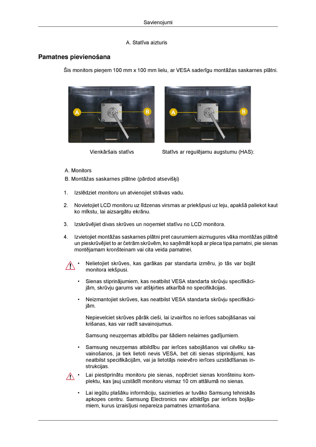 Samsung LS23MYYKBB/EDC manual Pamatnes pievienošana 