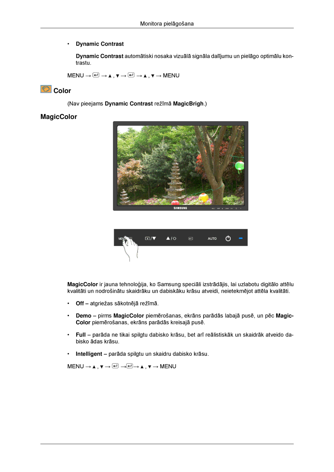 Samsung LS23MYYKBB/EDC manual MagicColor, Dynamic Contrast 