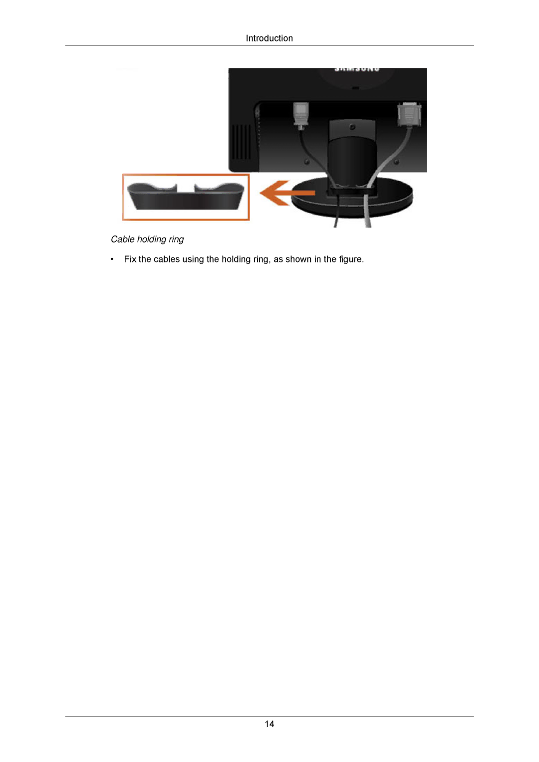 Samsung LS23MYZABC/EDC, LS23MYZABCA/EN, LS23MYZASC/EDC, LS23MYZABCABEN, LS23MYZKFV/XAA manual Cable holding ring 