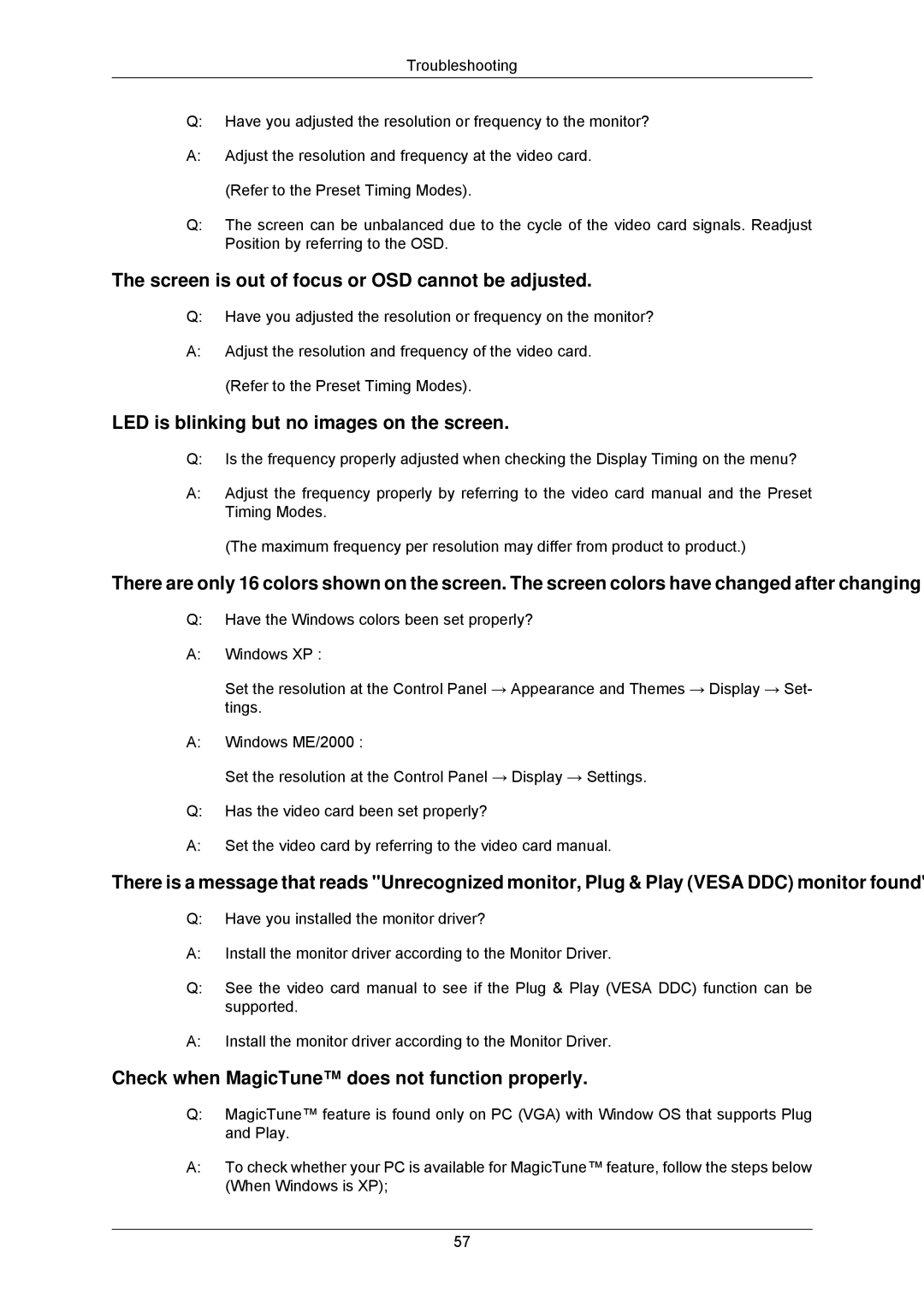 Samsung LS23MYZKFV/XAA manual Screen is out of focus or OSD cannot be adjusted, LED is blinking but no images on the screen 